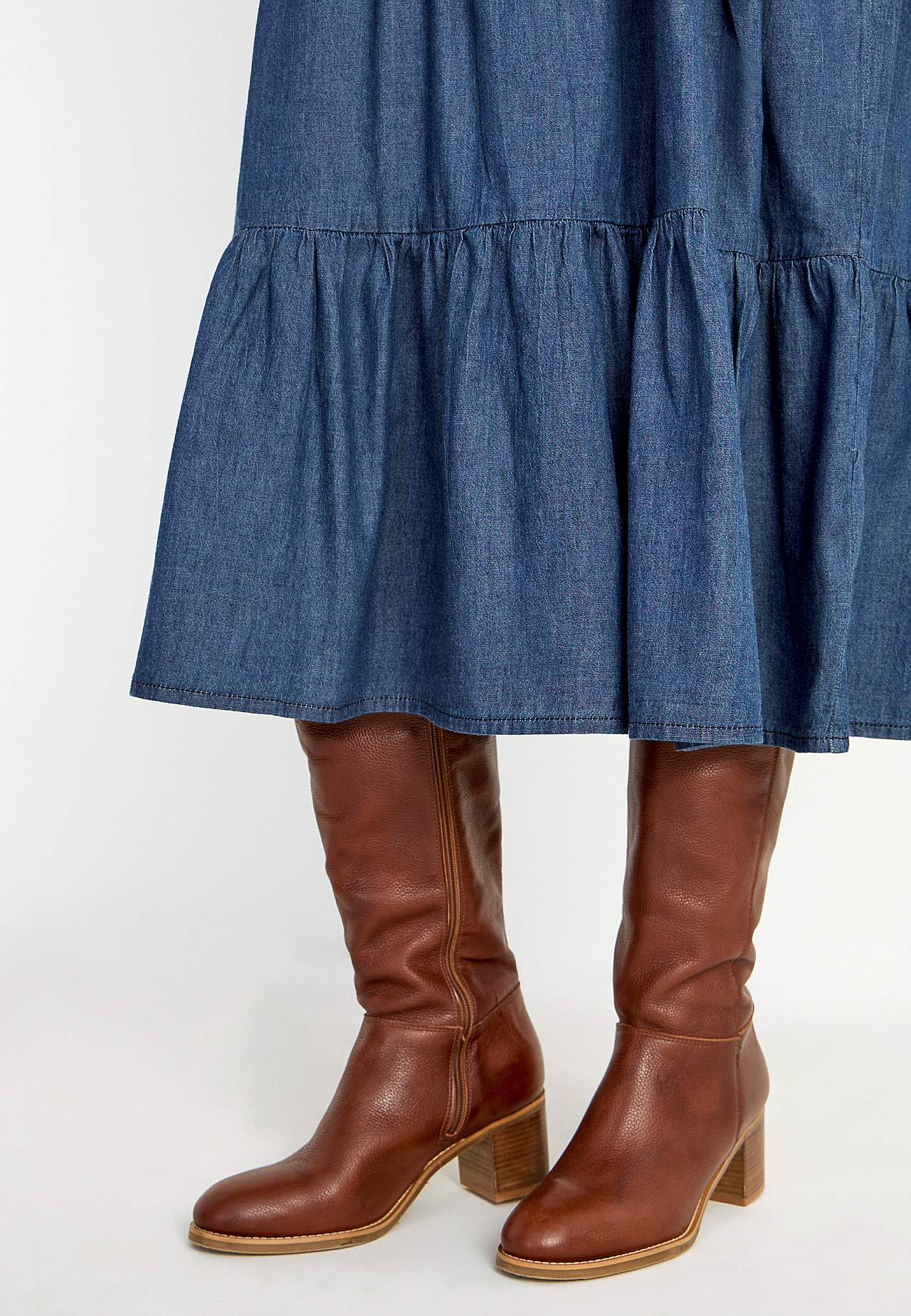 Jeansklänning med volanger