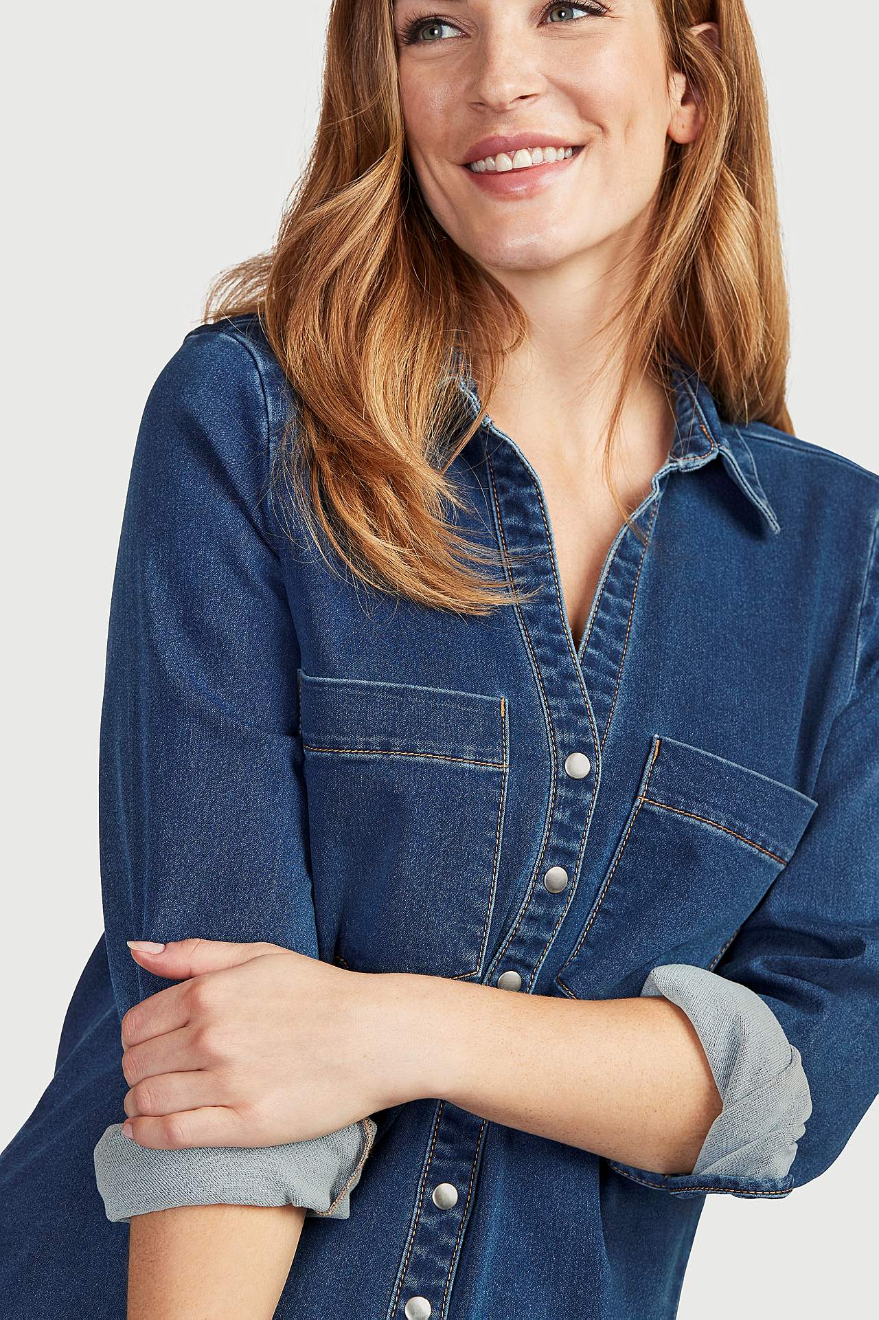Långärmad jeansskjorta