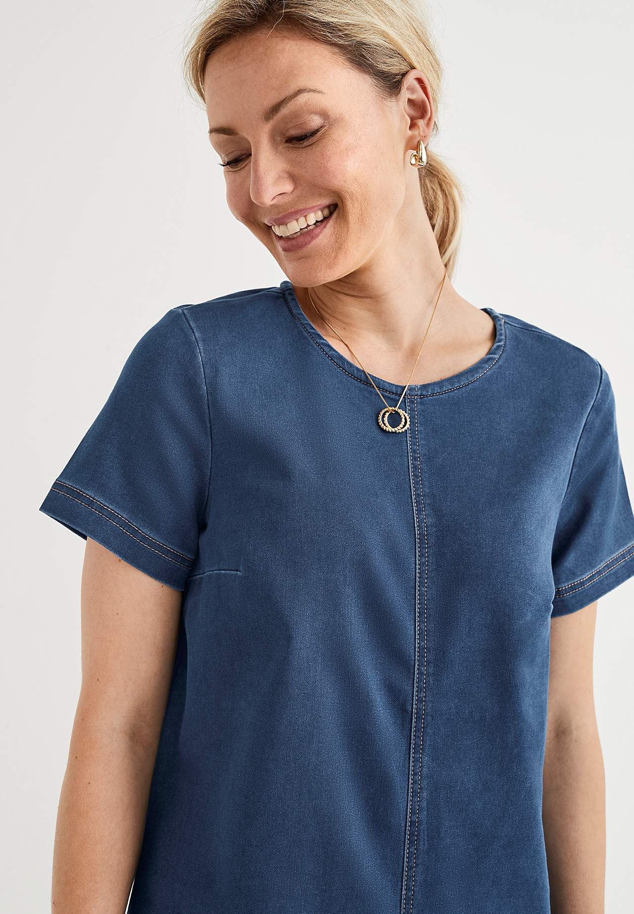 Kortärmad denimtunika