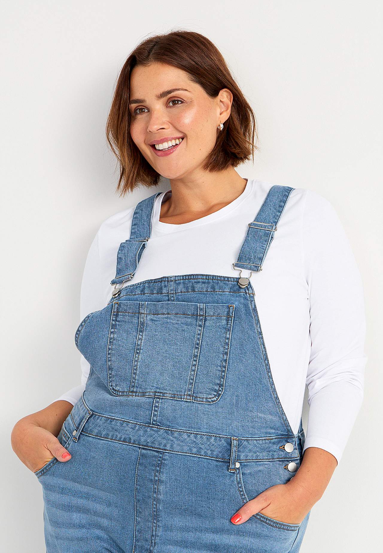Hängselbyxa i denim Aliana