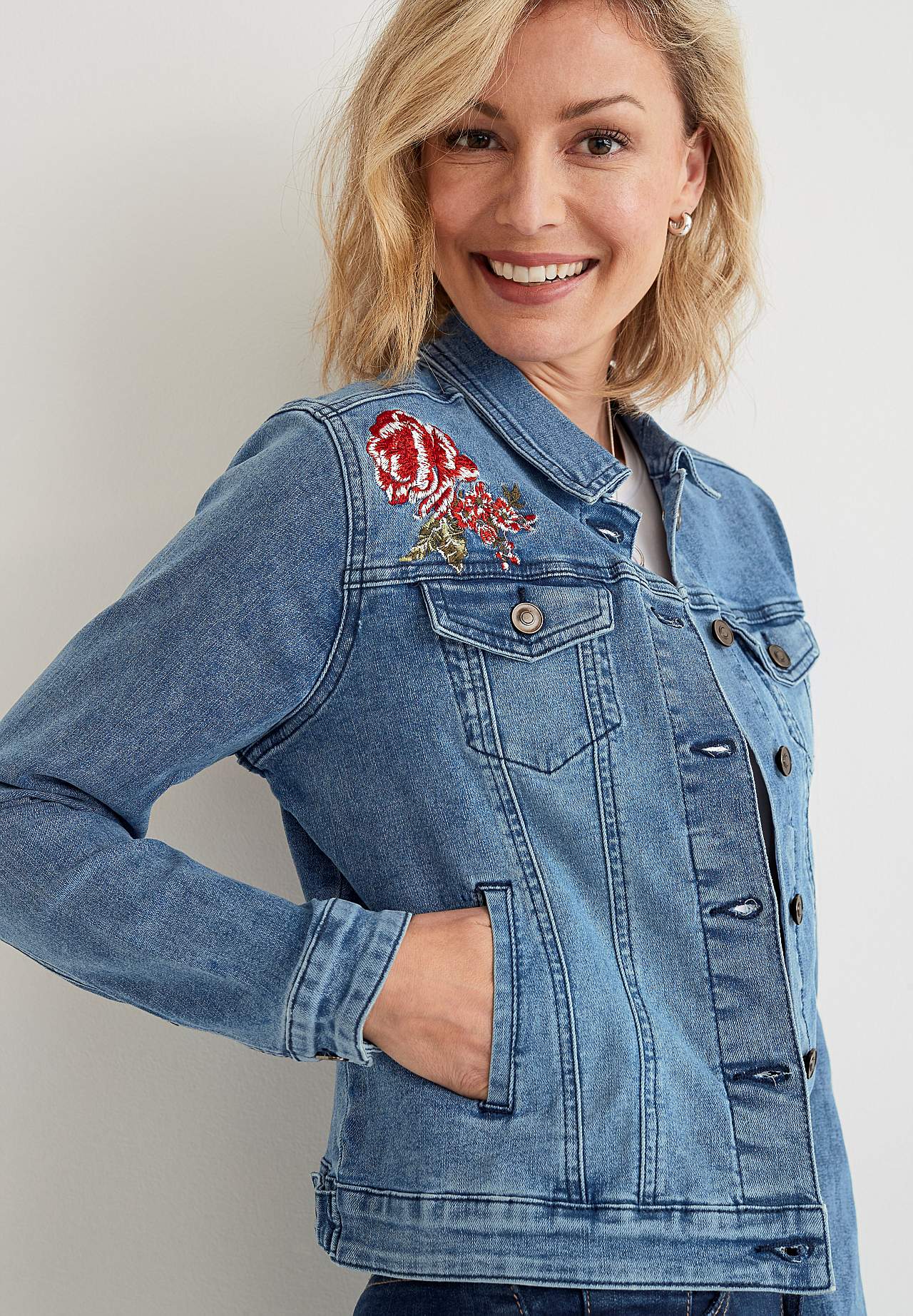 Jeansjacka med broderier Betty