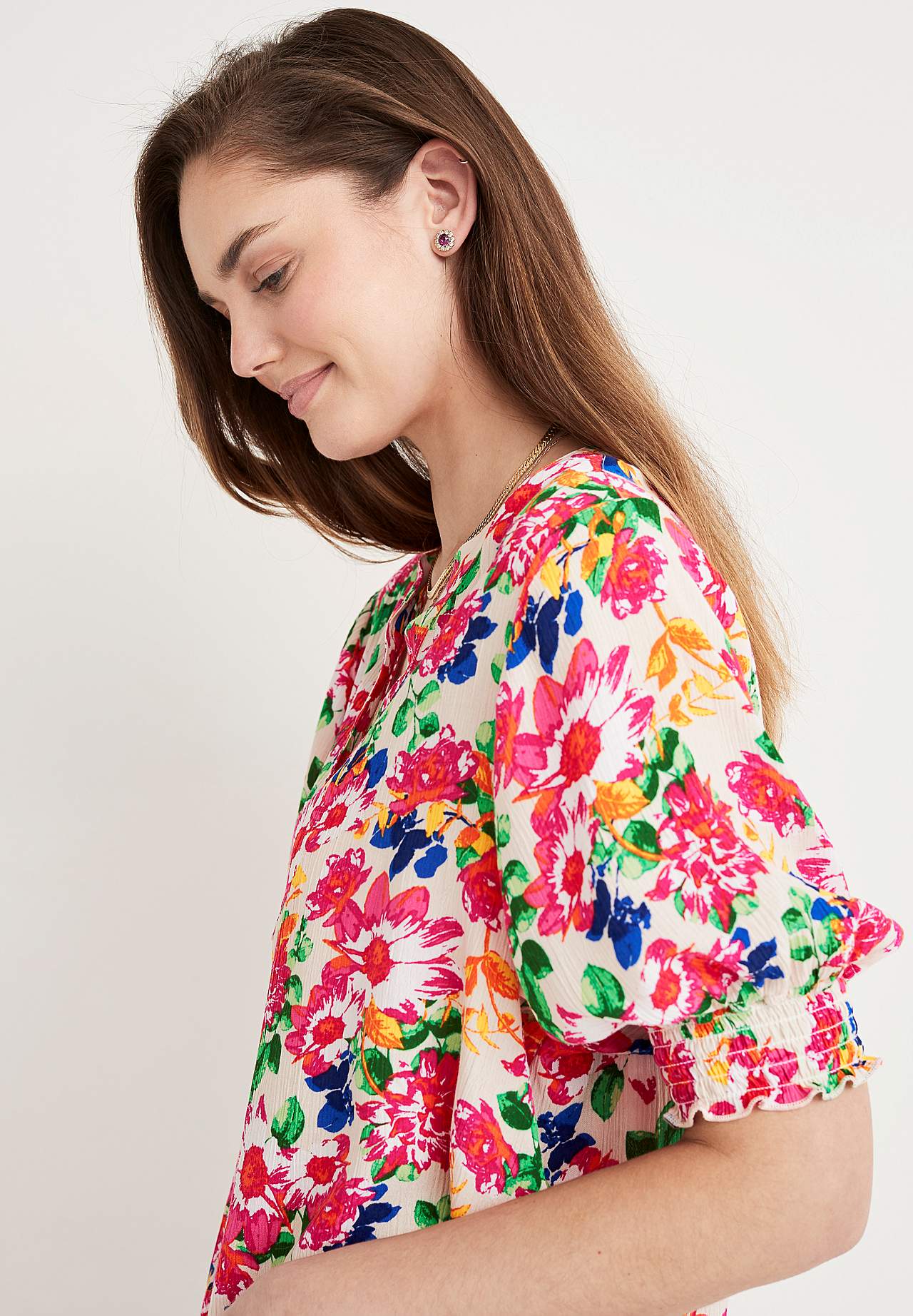 Crepe blus med smock Mia
