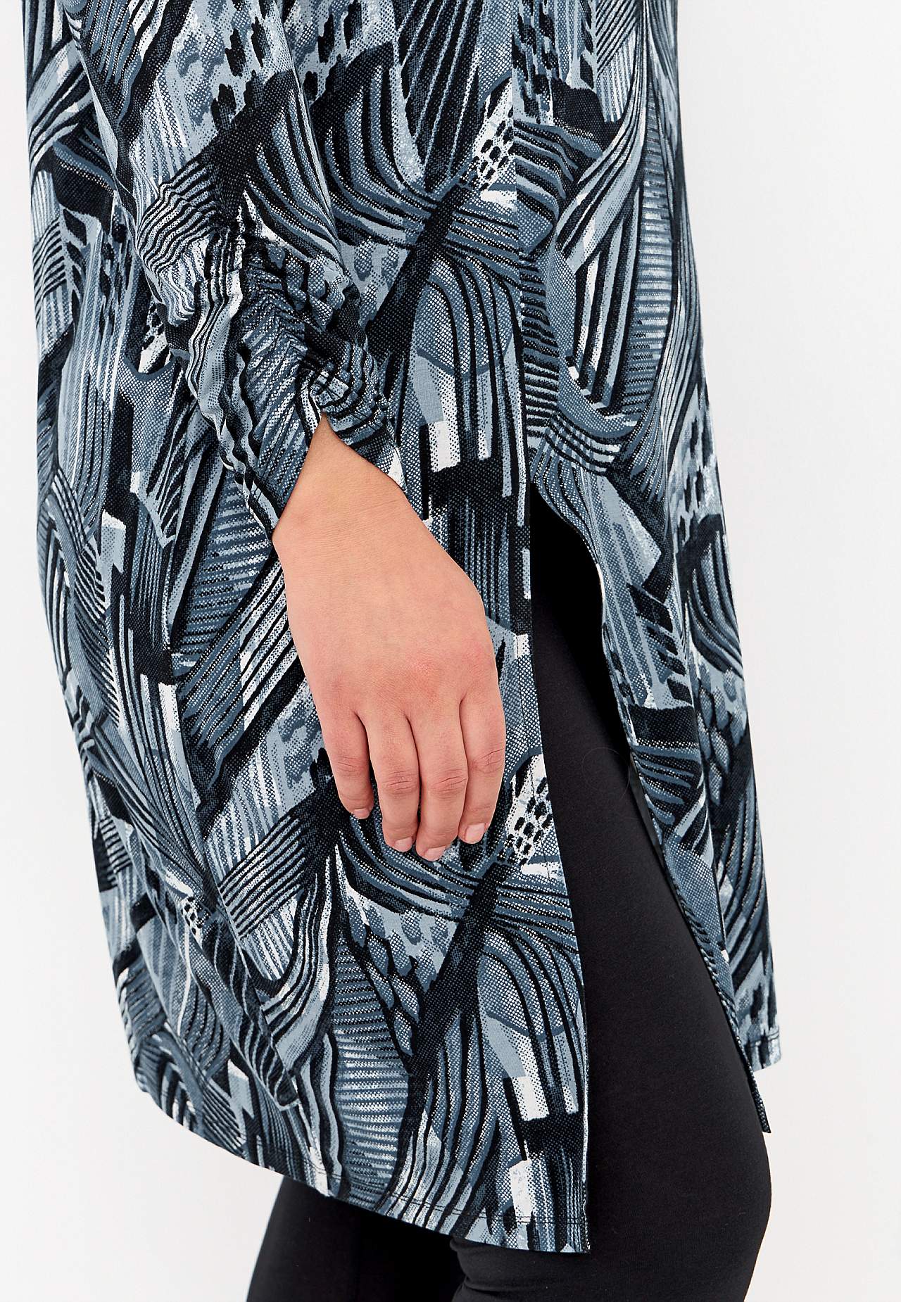 Lång trikåtunika med hög slits