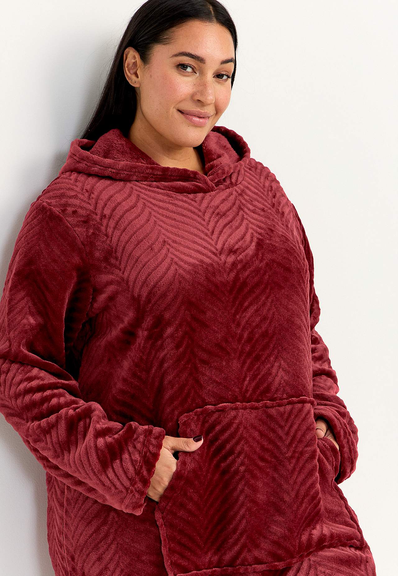 Morgonrock i mönstrad fleece Lotta