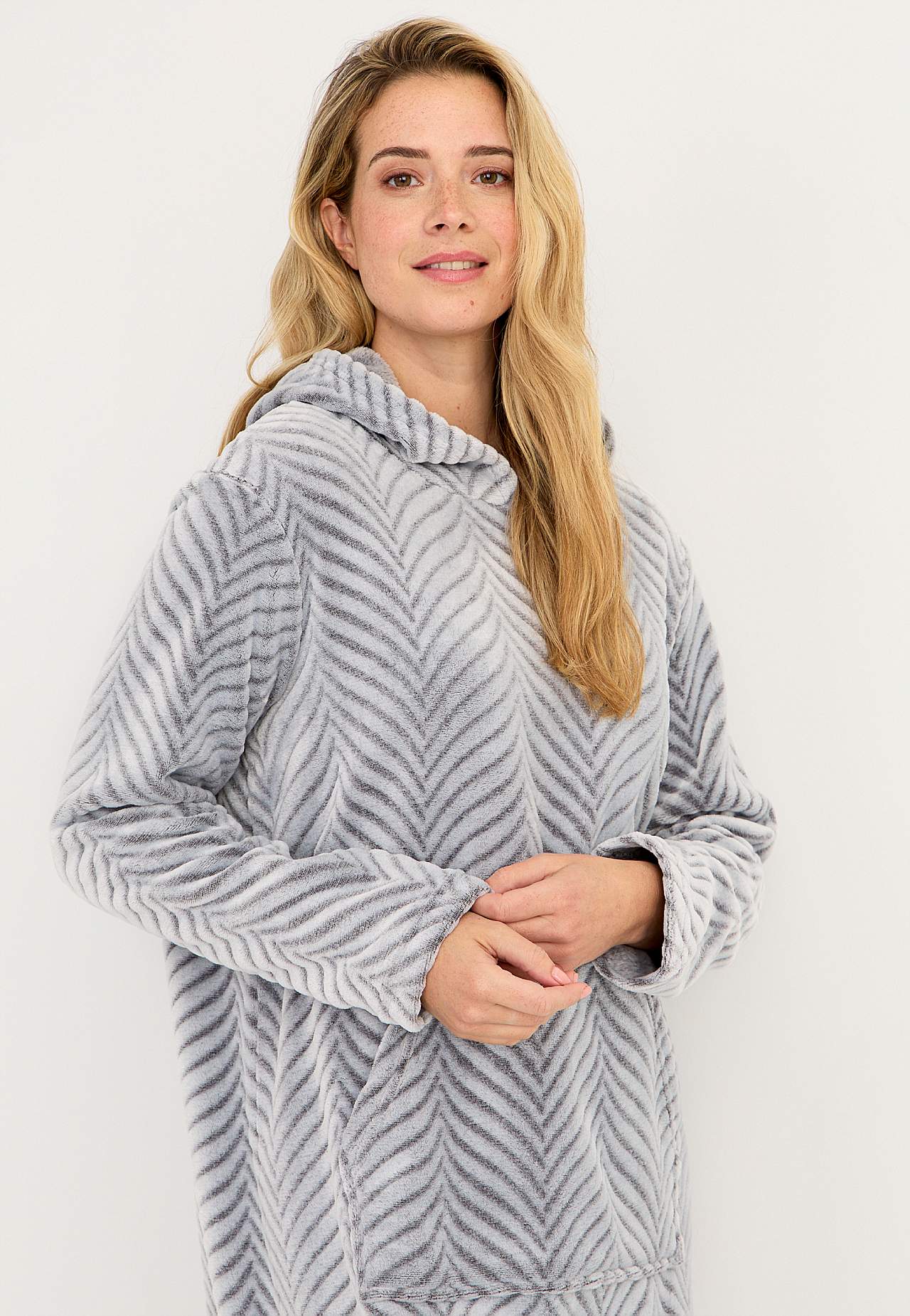 Morgonrock i mönstrad fleece Lotta
