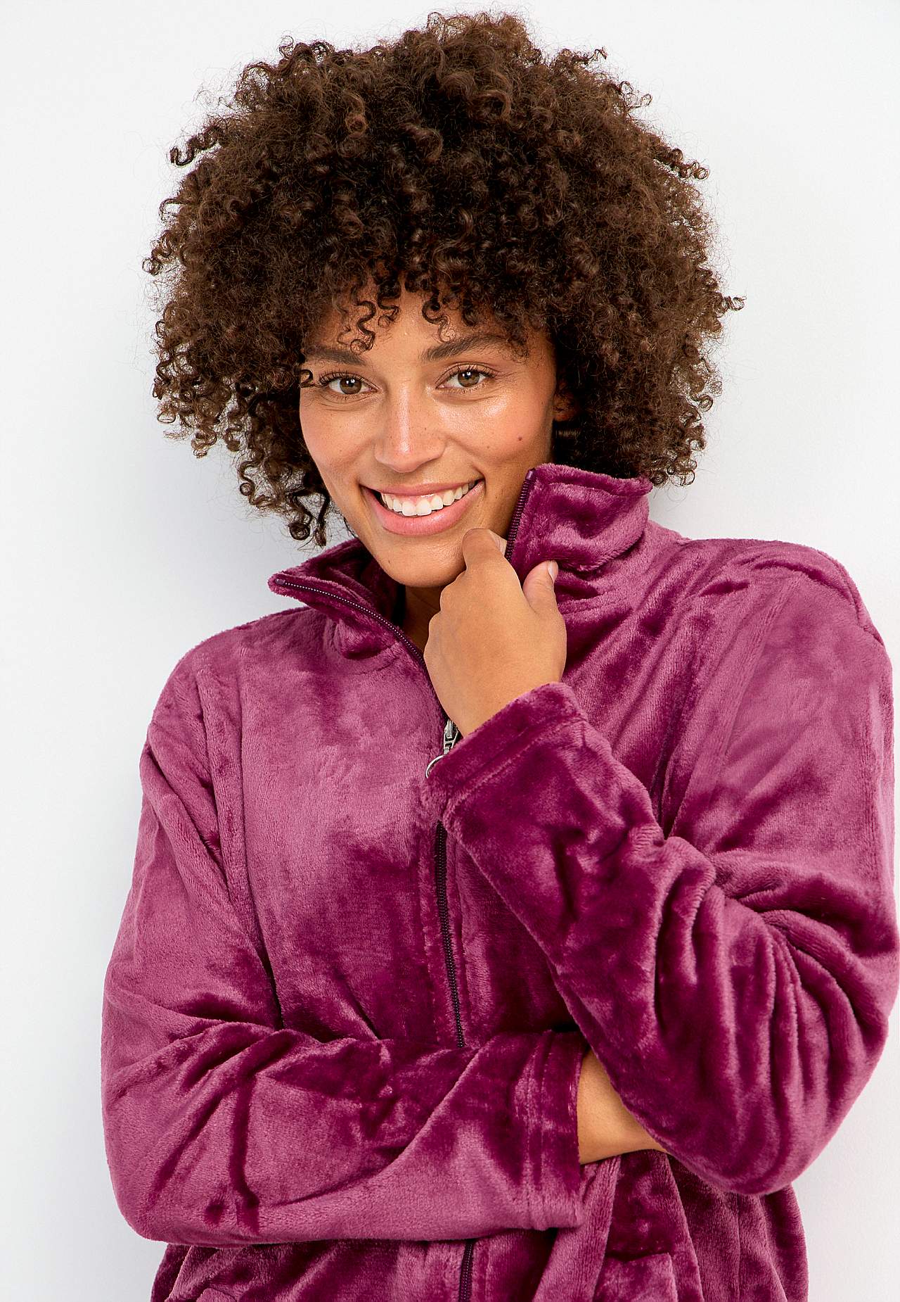 Morgonrock i fleece med sidofickor