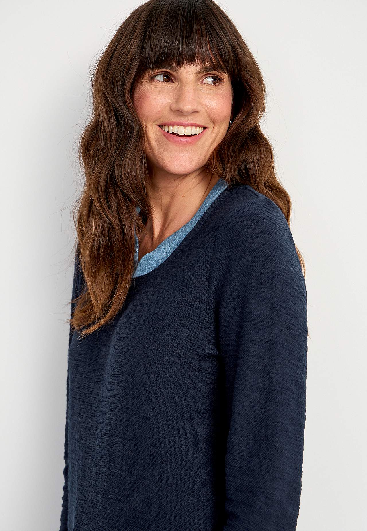 Trikåtunika med detaljer i denim Denise