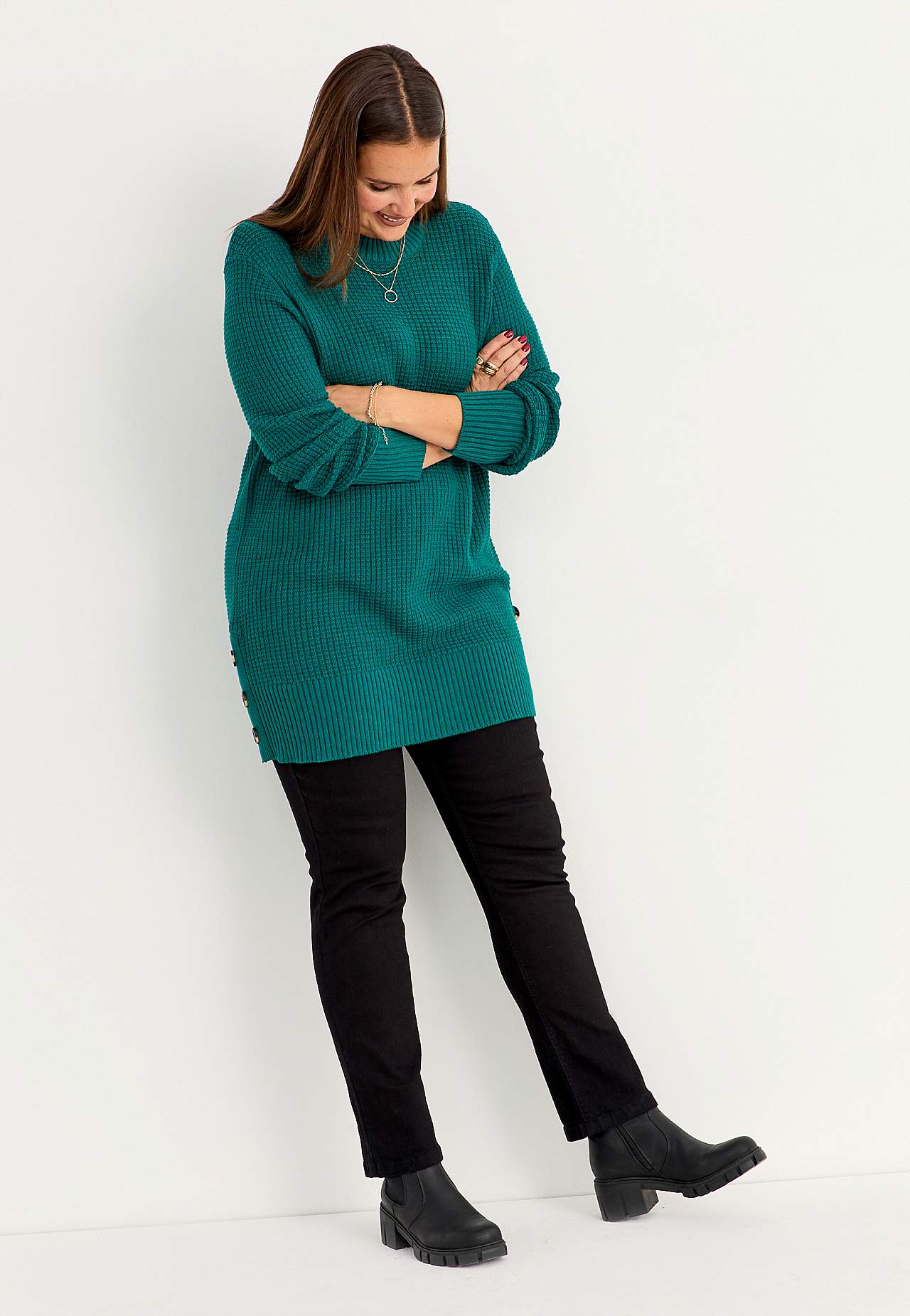 Strukturstickad tröja