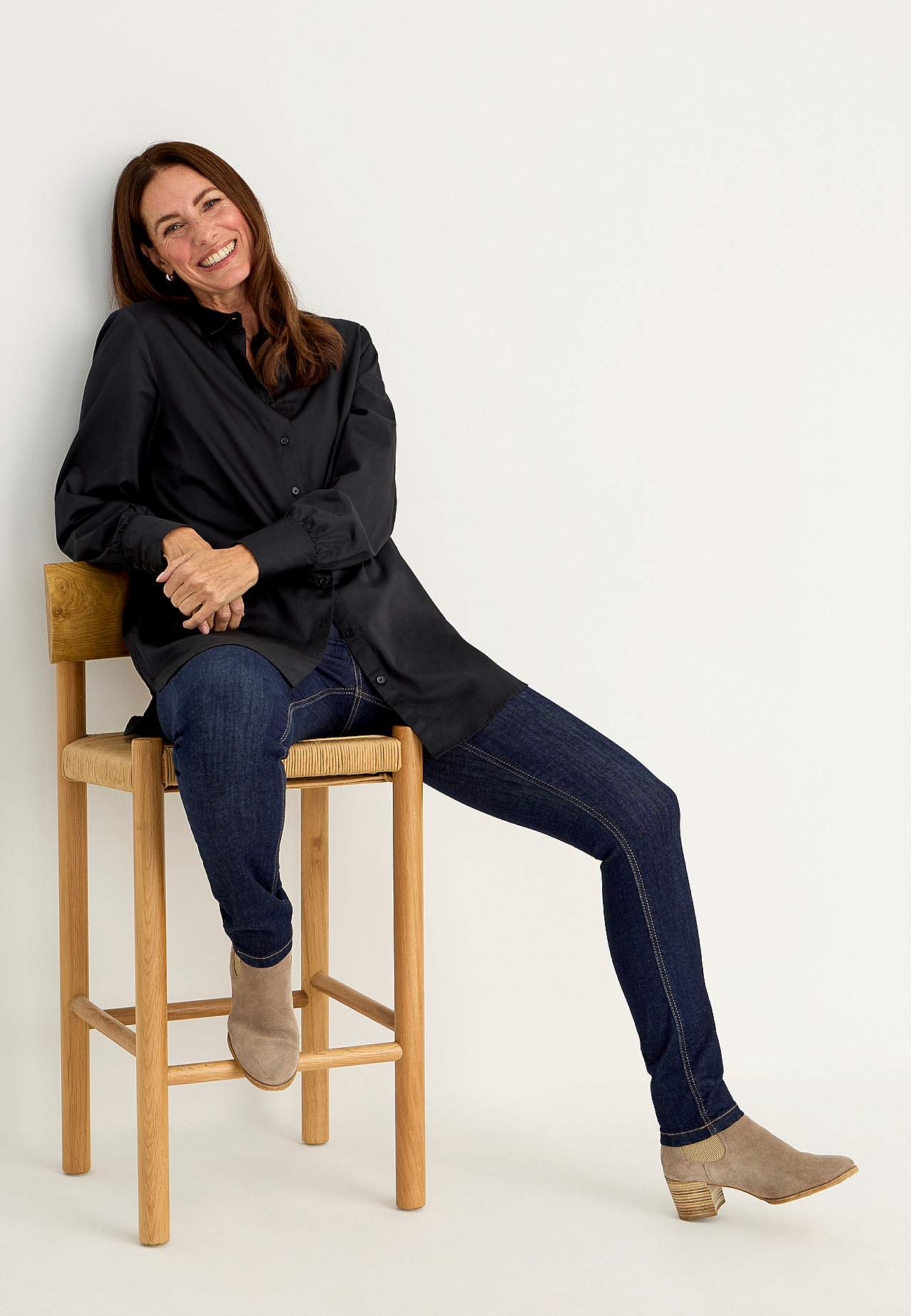 Långskjorta i bomullssatin