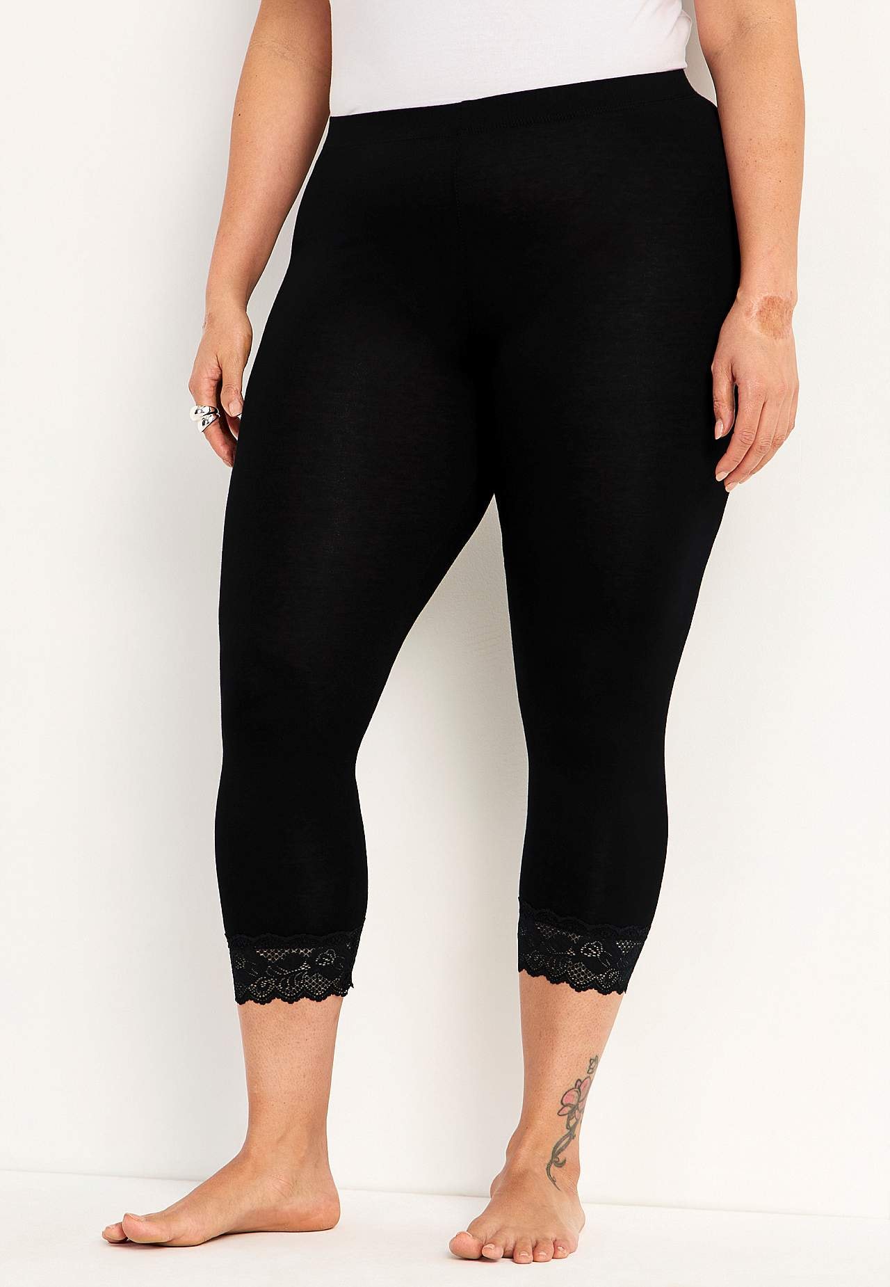 Caprileggings med spets susanne