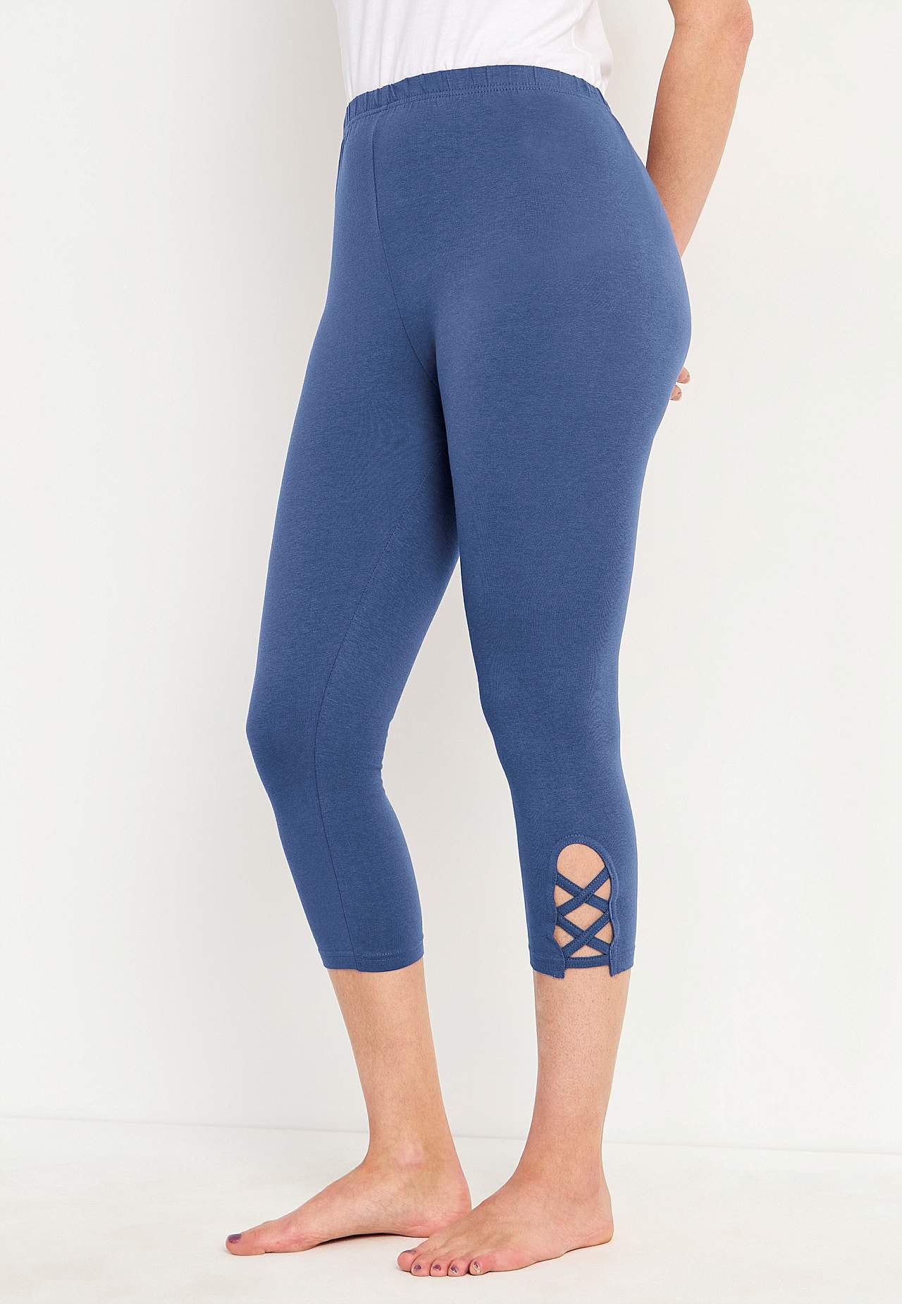 Caprileggings med fina detaljer 2-pack