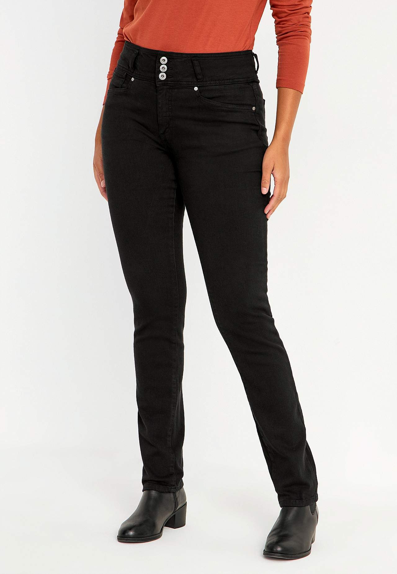 Raka jeans med hög midja