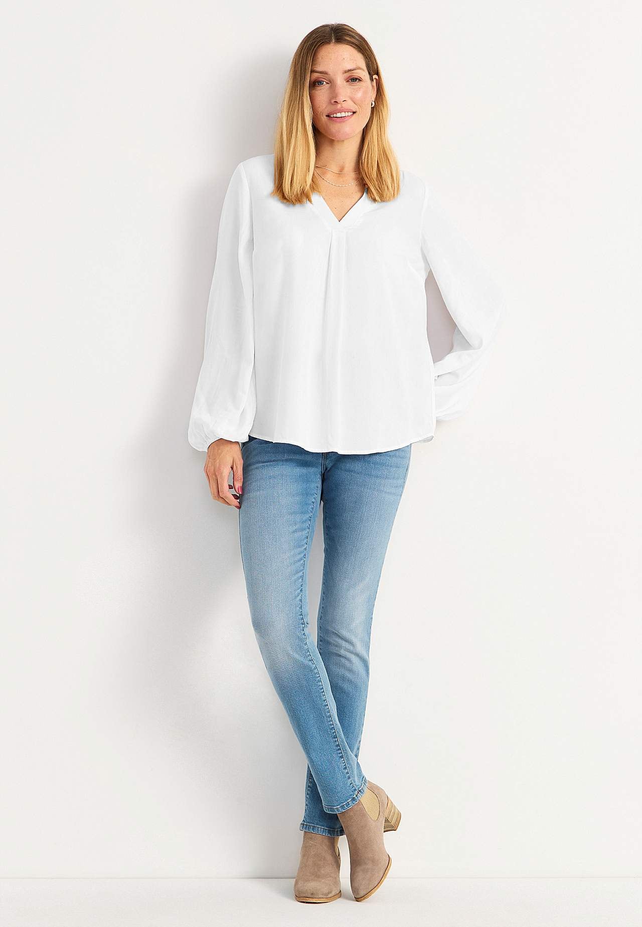 Raka jeans med hög midja