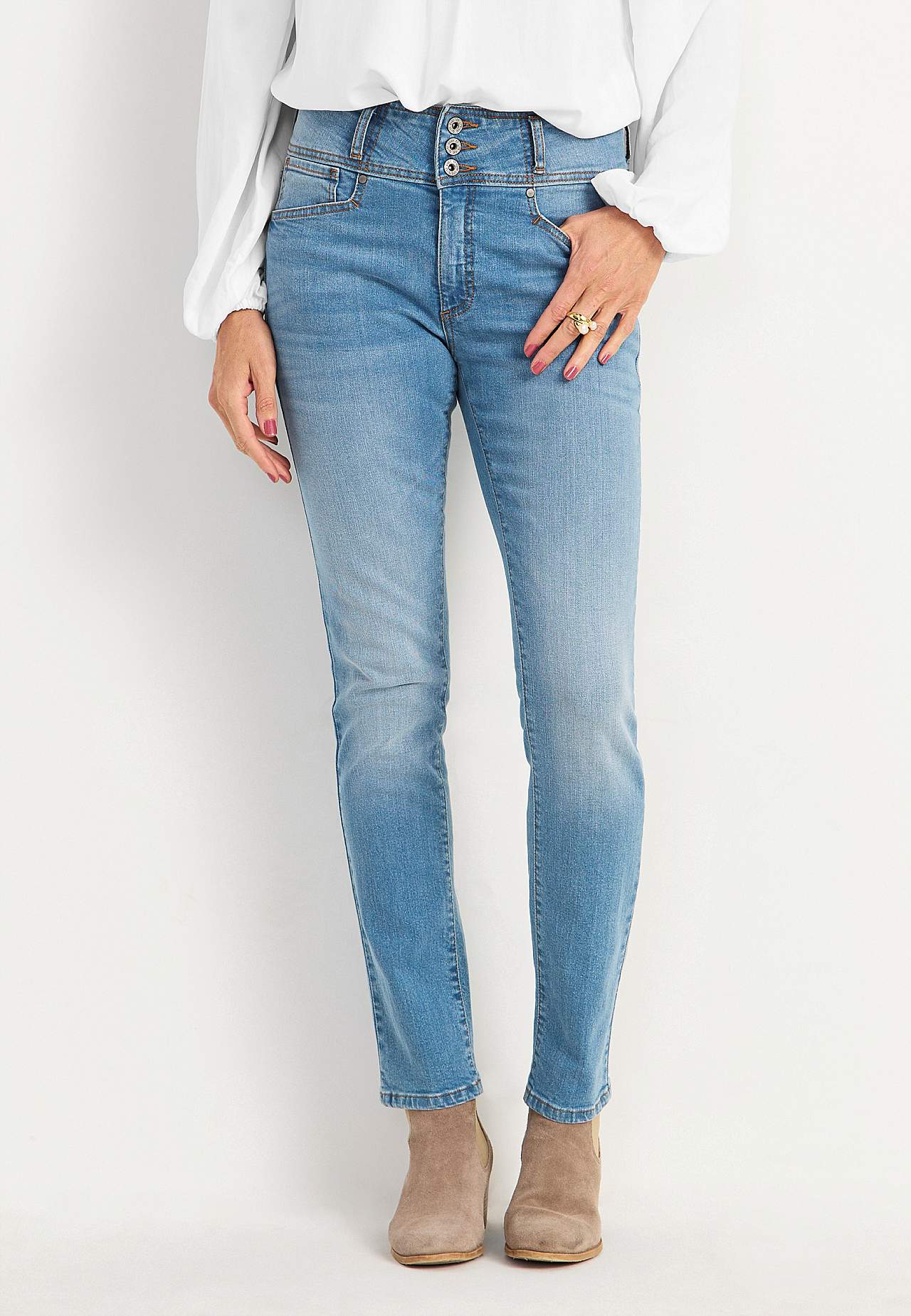 Raka jeans med hög midja