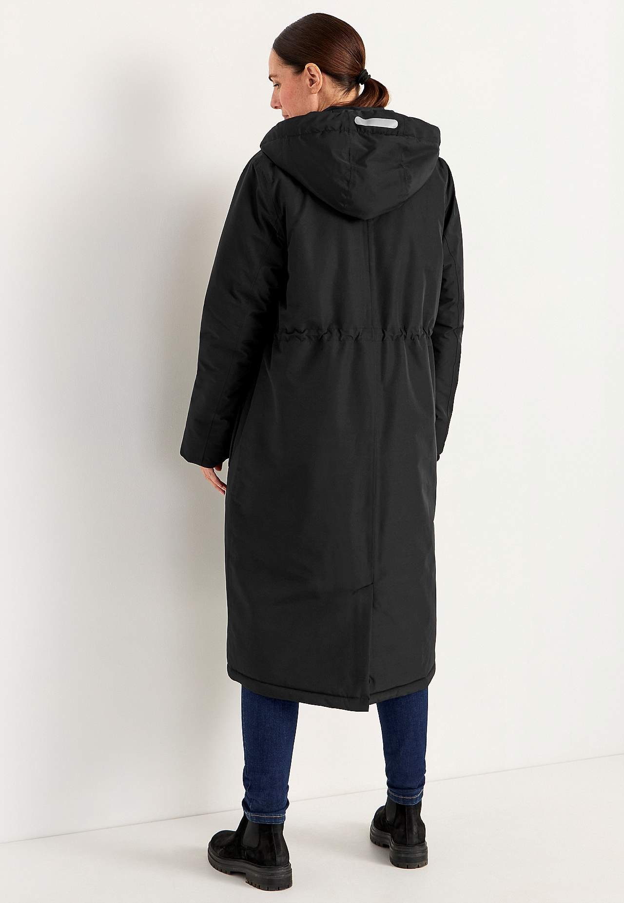 Funktionell, varmfodrad, lång parkas