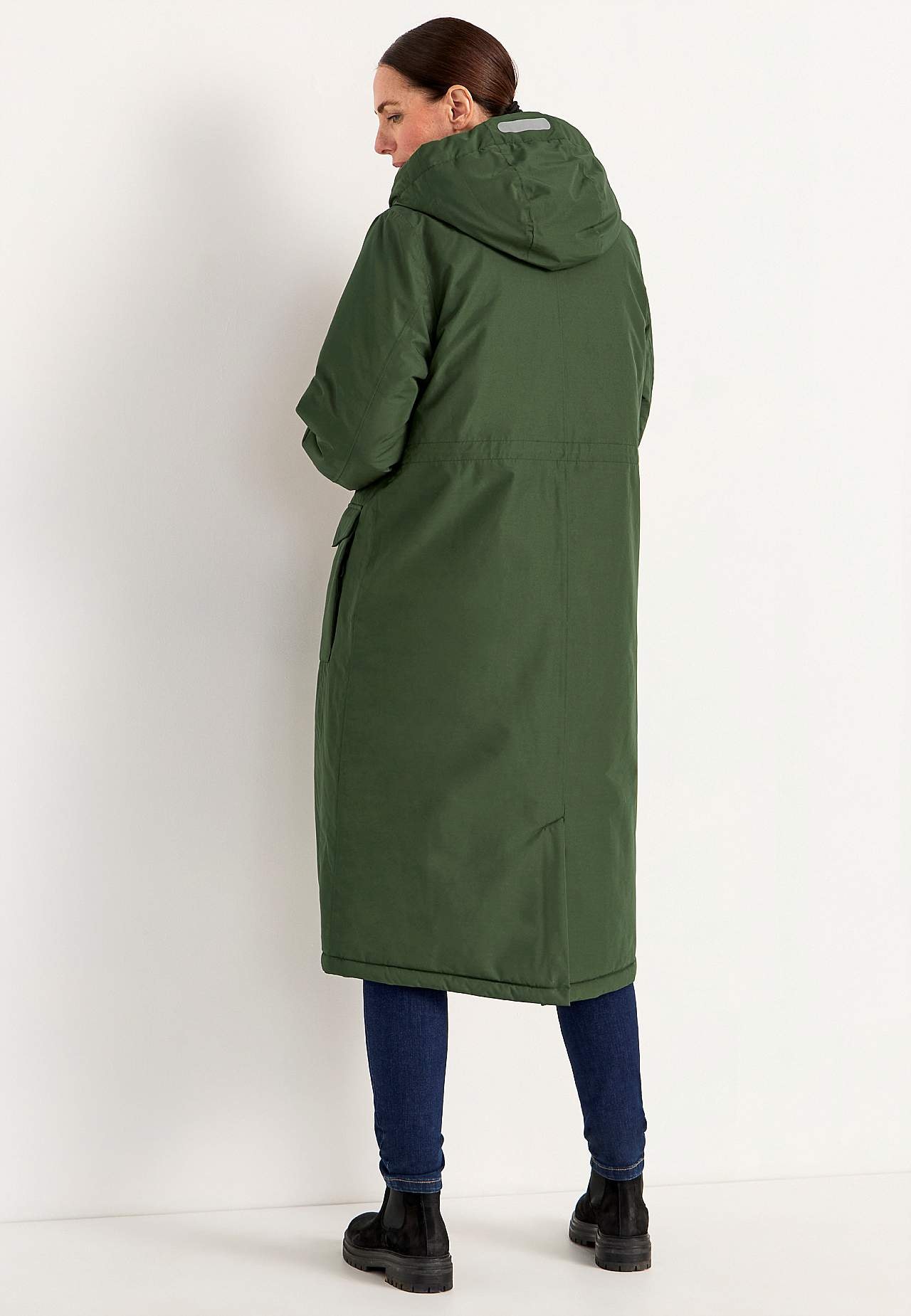 Funktionell, varmfodrad, lång parkas