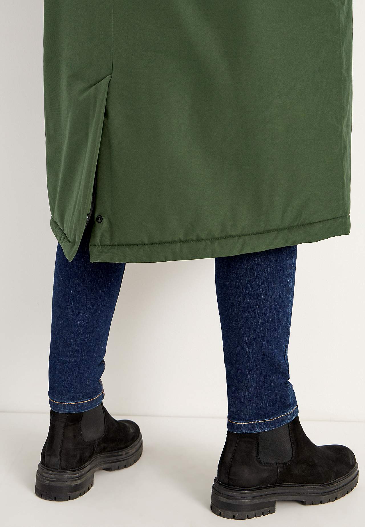 Funktionell, varmfodrad, lång parkas