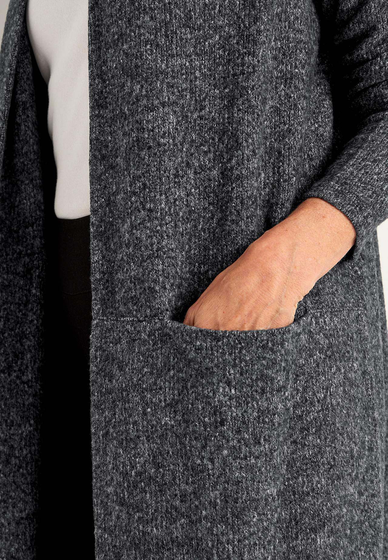 Supermjuk, lång cardigan med fickor
