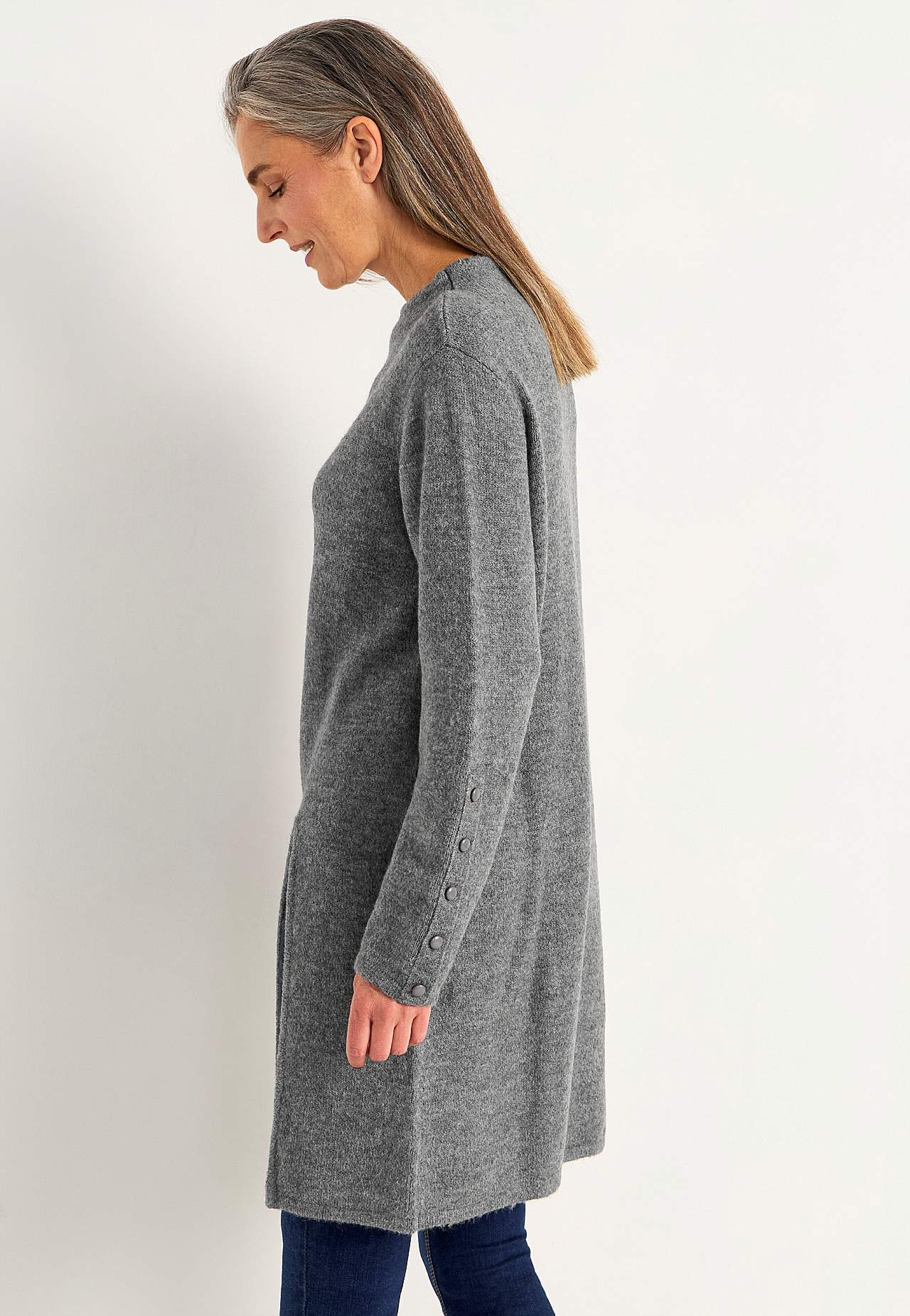 Stickad tunika med slits