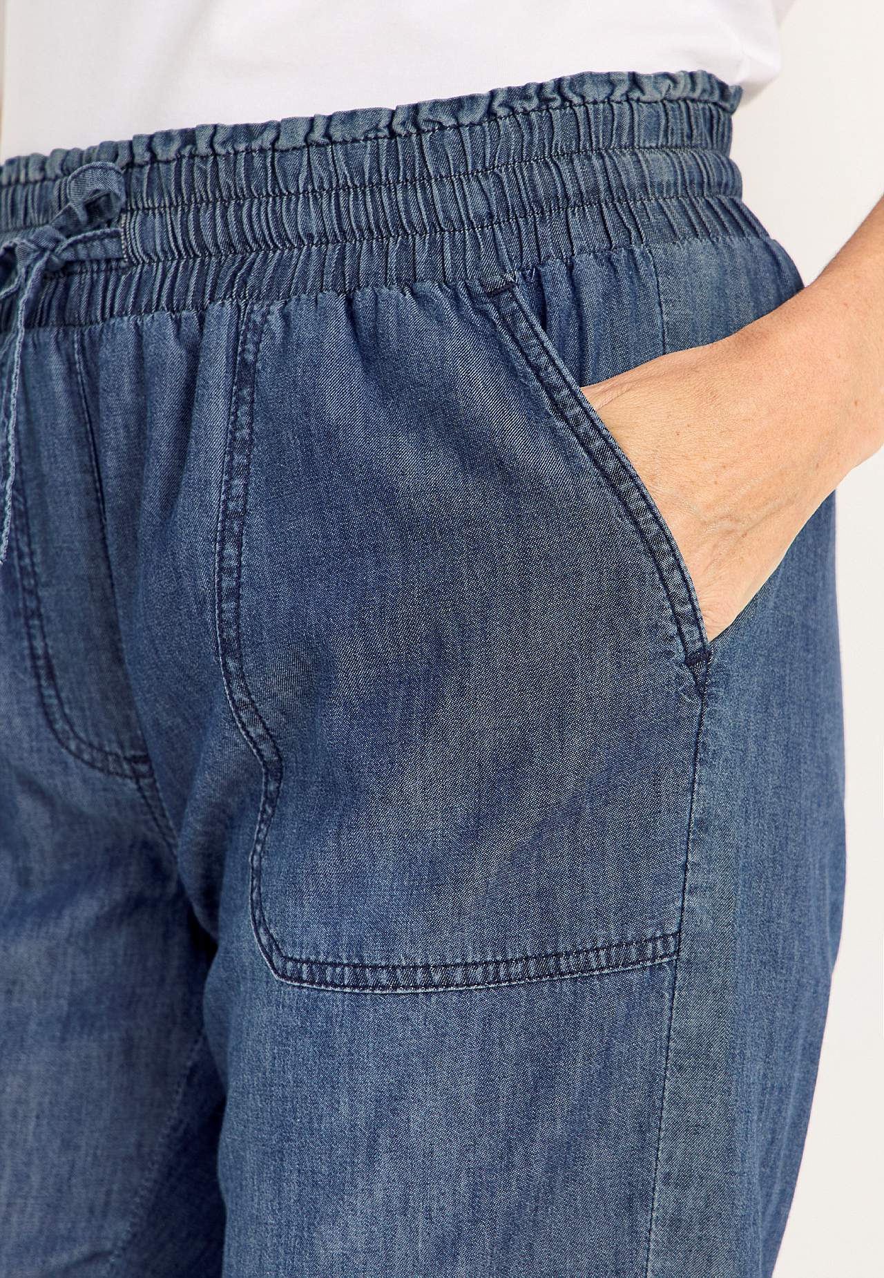 Ledig capribyxa i denim Jade
