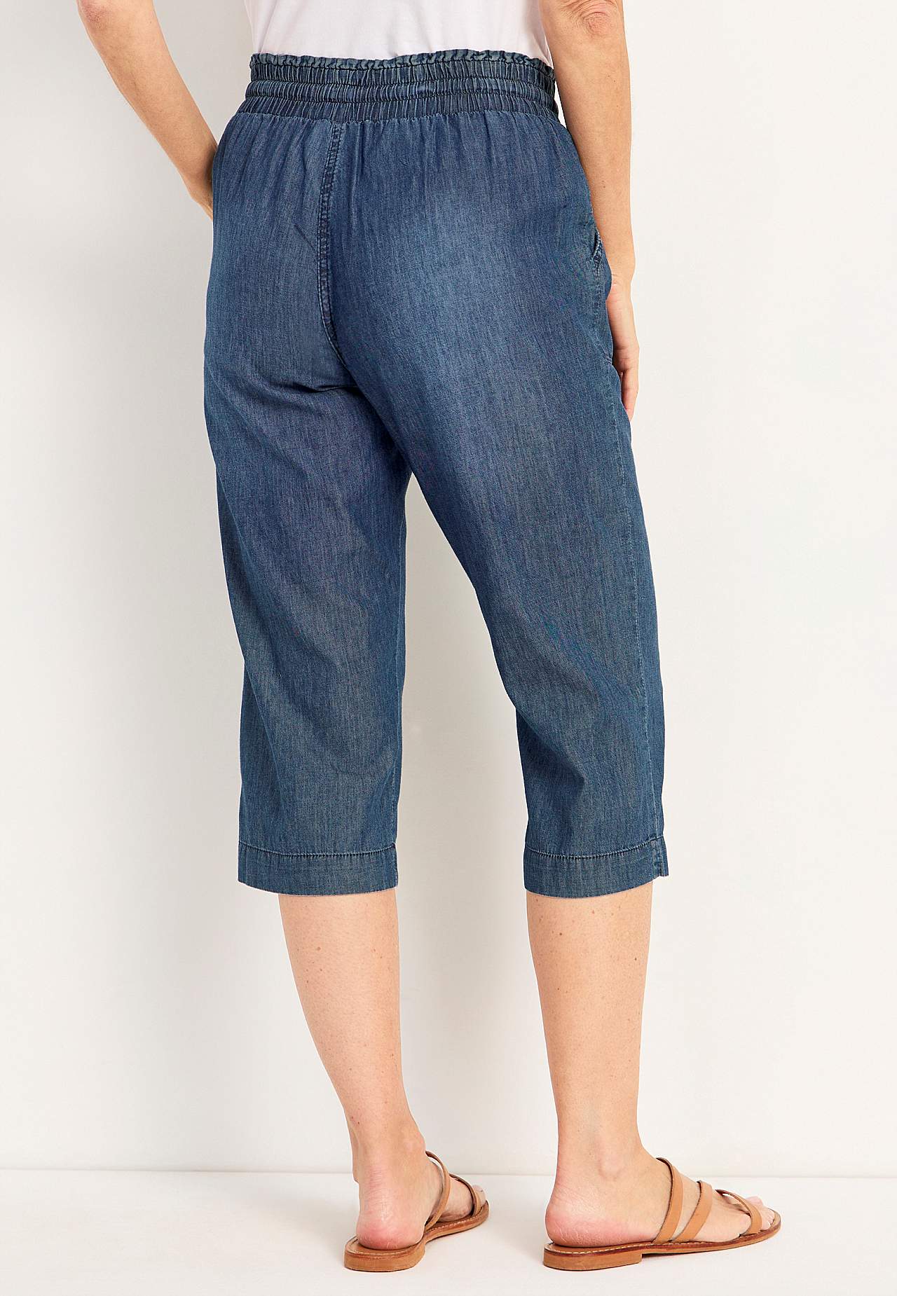 Ledig capribyxa i denim Jade
