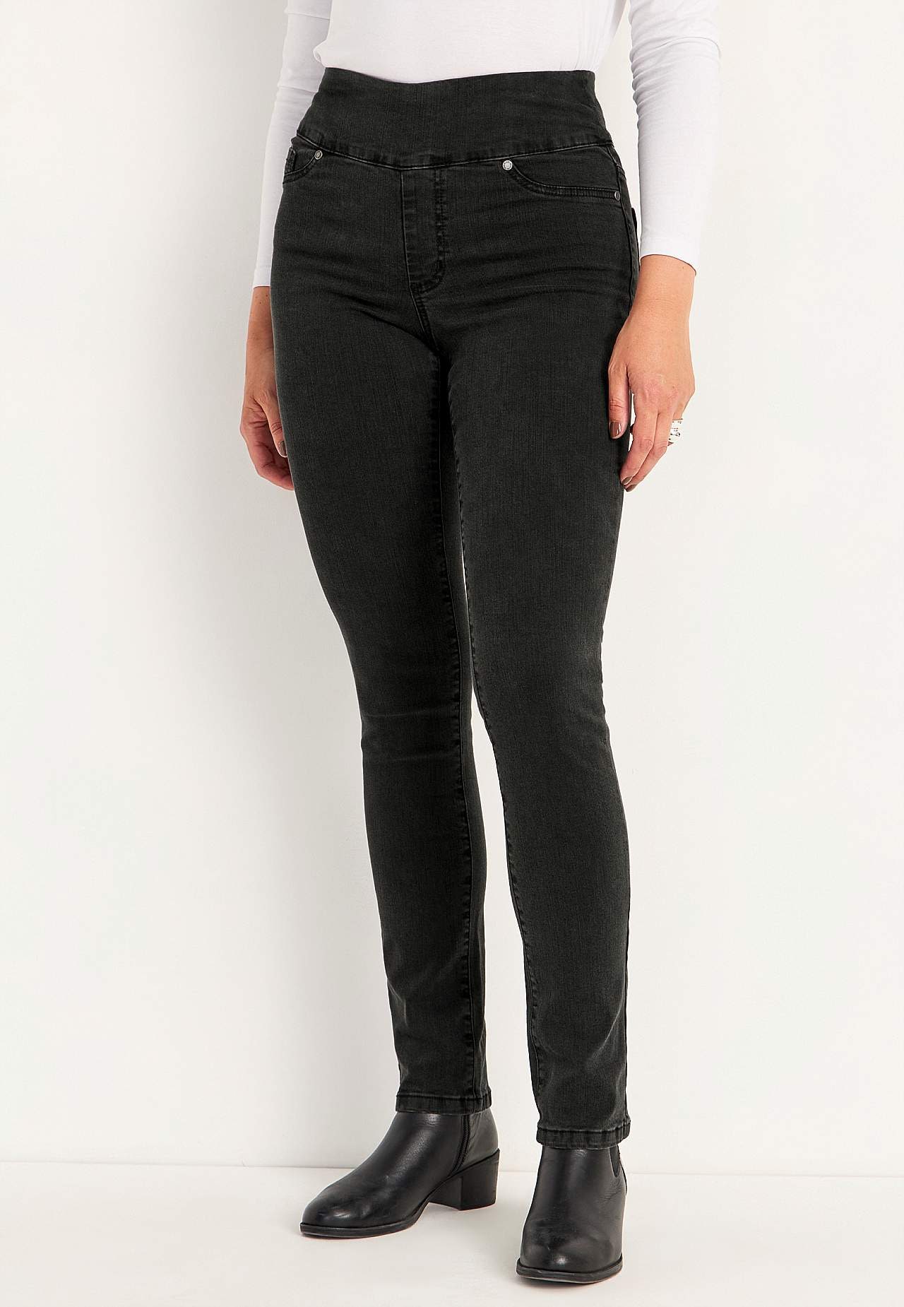 Stretchiga jeggings med hög resårmidja