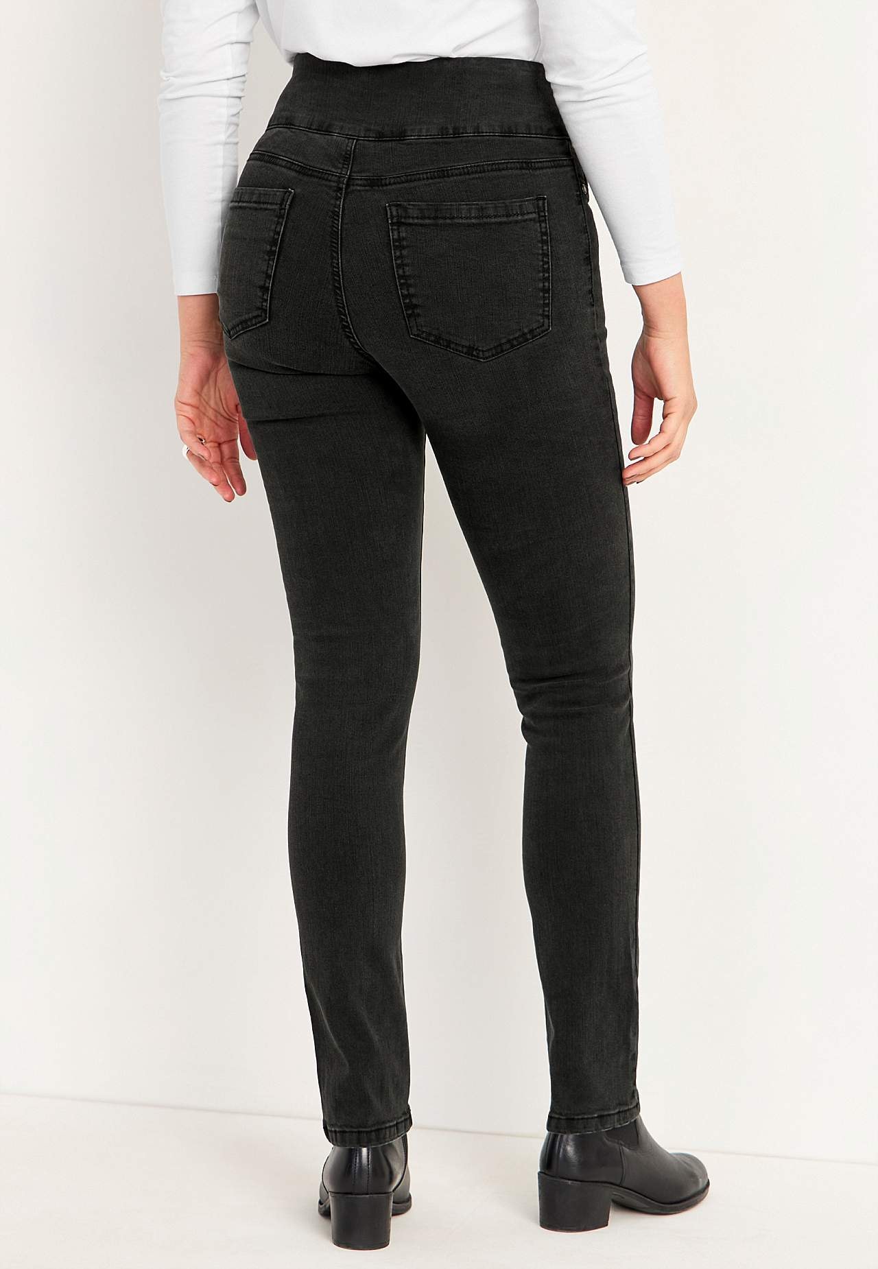 Stretchiga jeggings med hög resårmidja