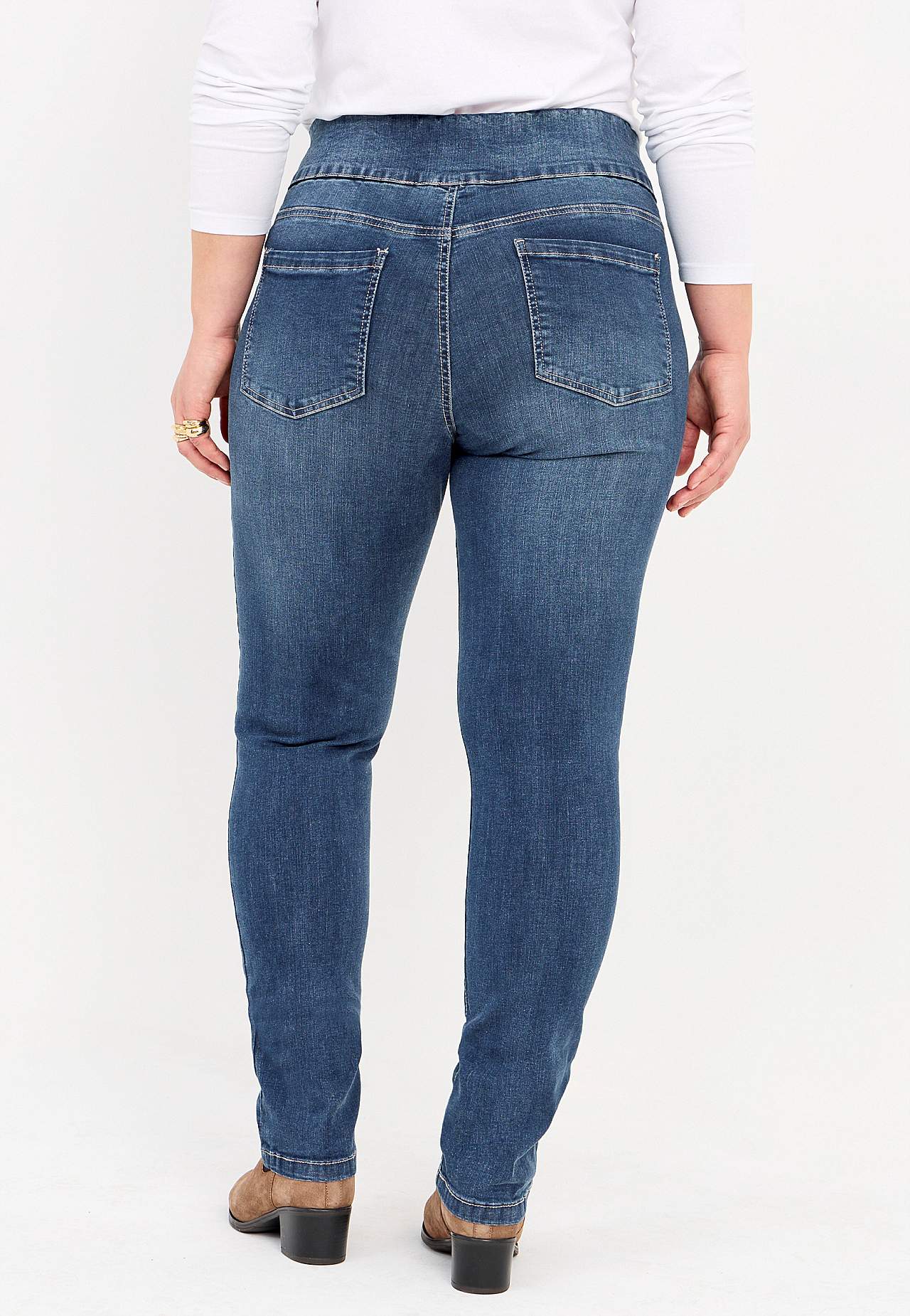 Stretchiga jeggings med hög resårmidja