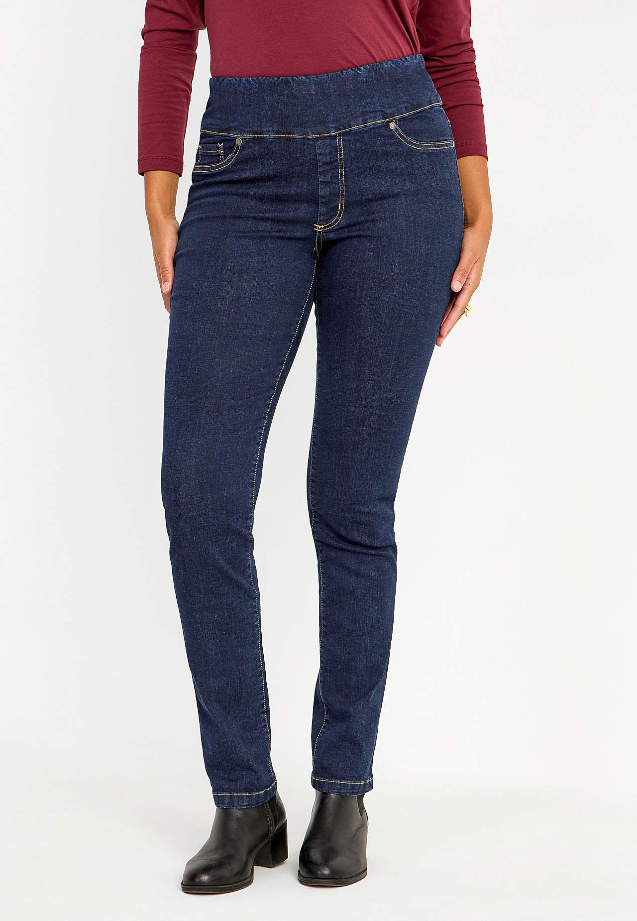 Stretchiga jeggings med hög resårmidja