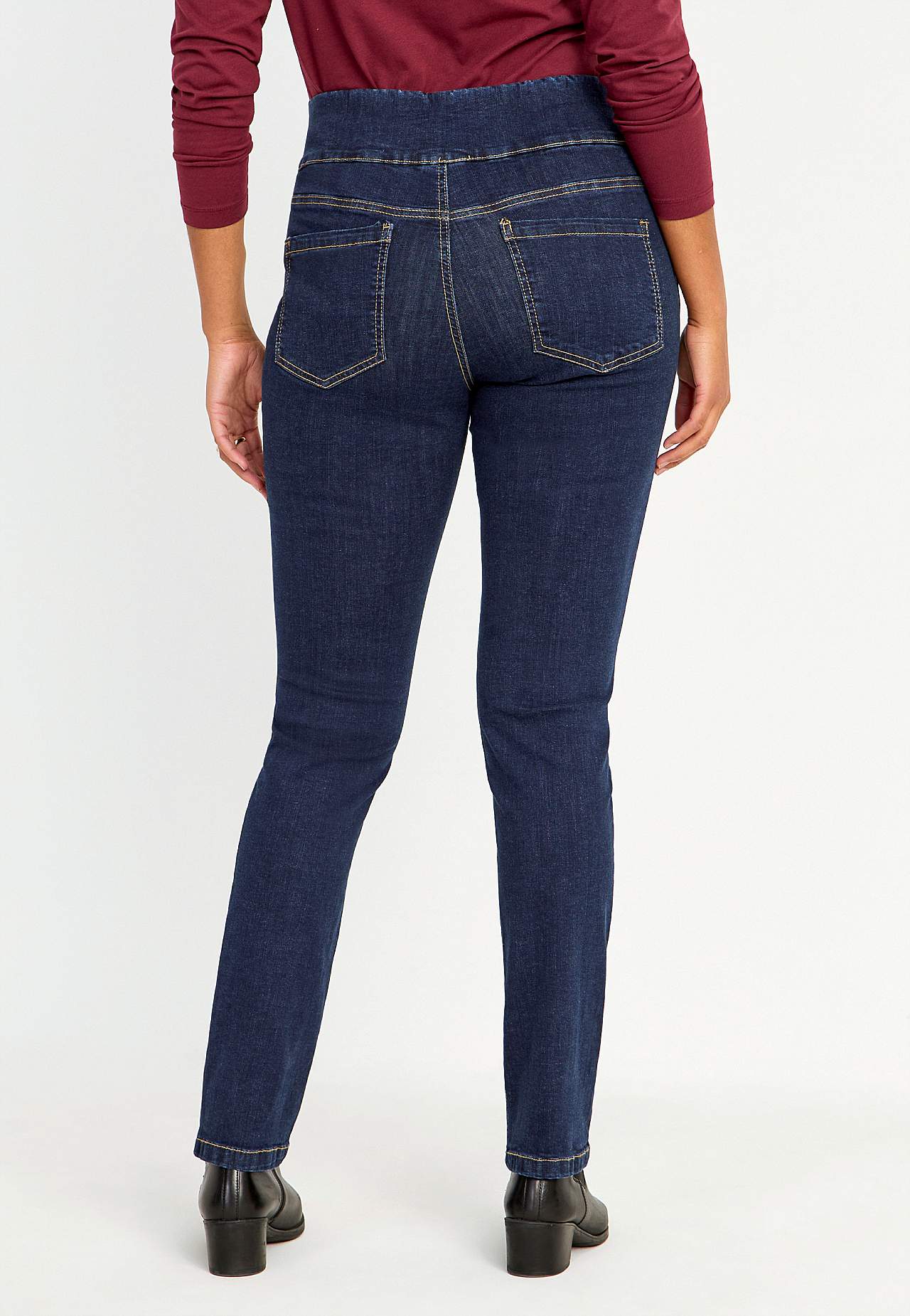 Stretchiga jeggings med hög resårmidja