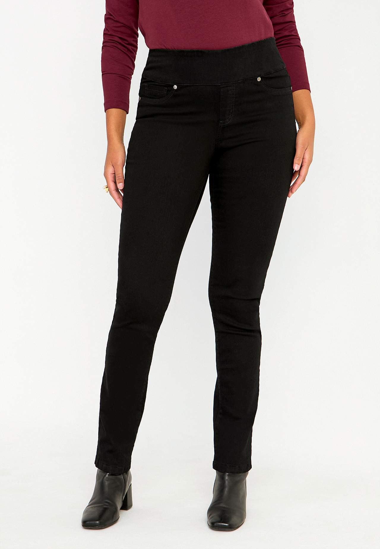 Stretchiga jeggings med hög resårmidja