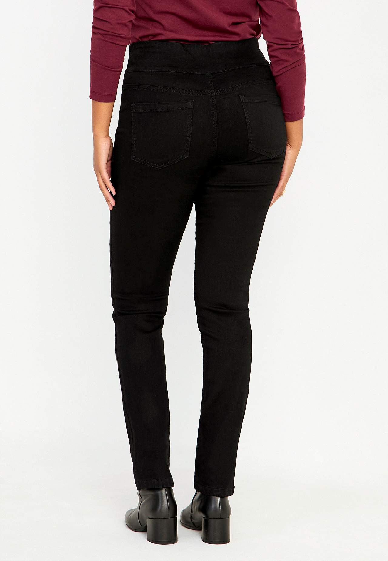 Stretchiga jeggings med hög resårmidja