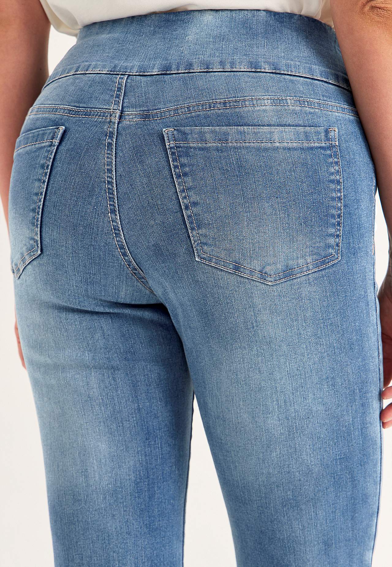 Stretchiga jeggings med hög resårmidja Elin
