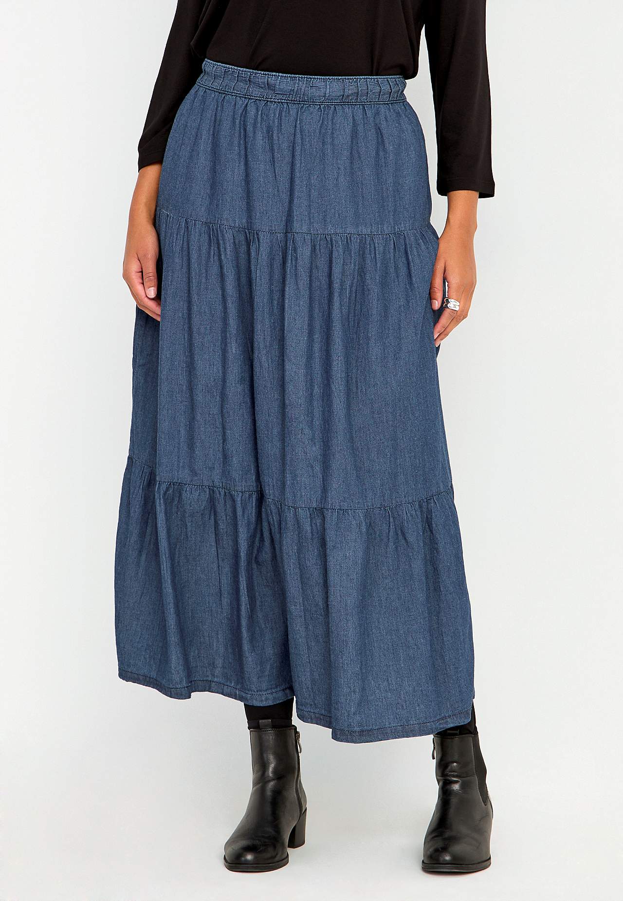Volangkjol i denim