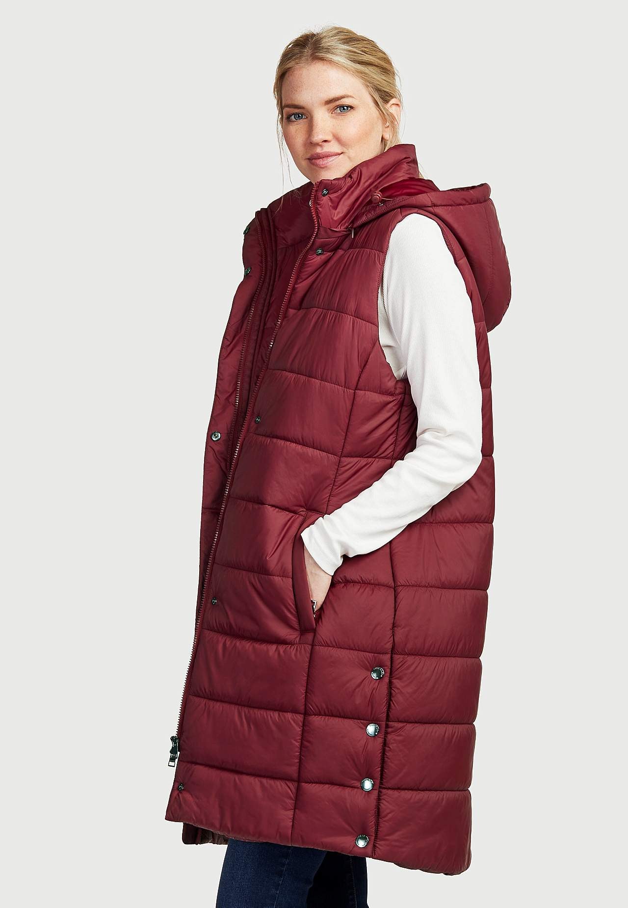 Vadderad, lång väst