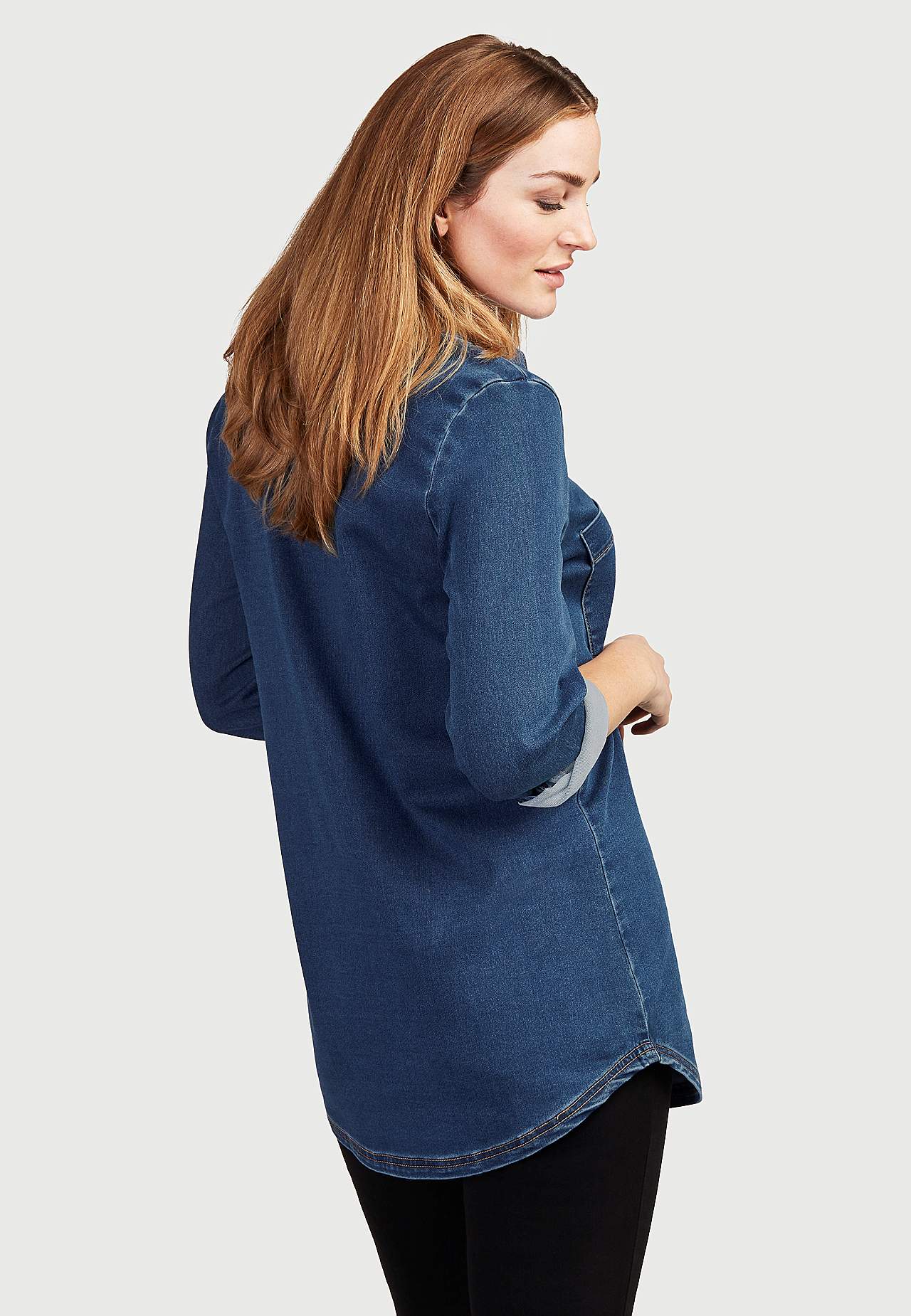 Långärmad jeansskjorta