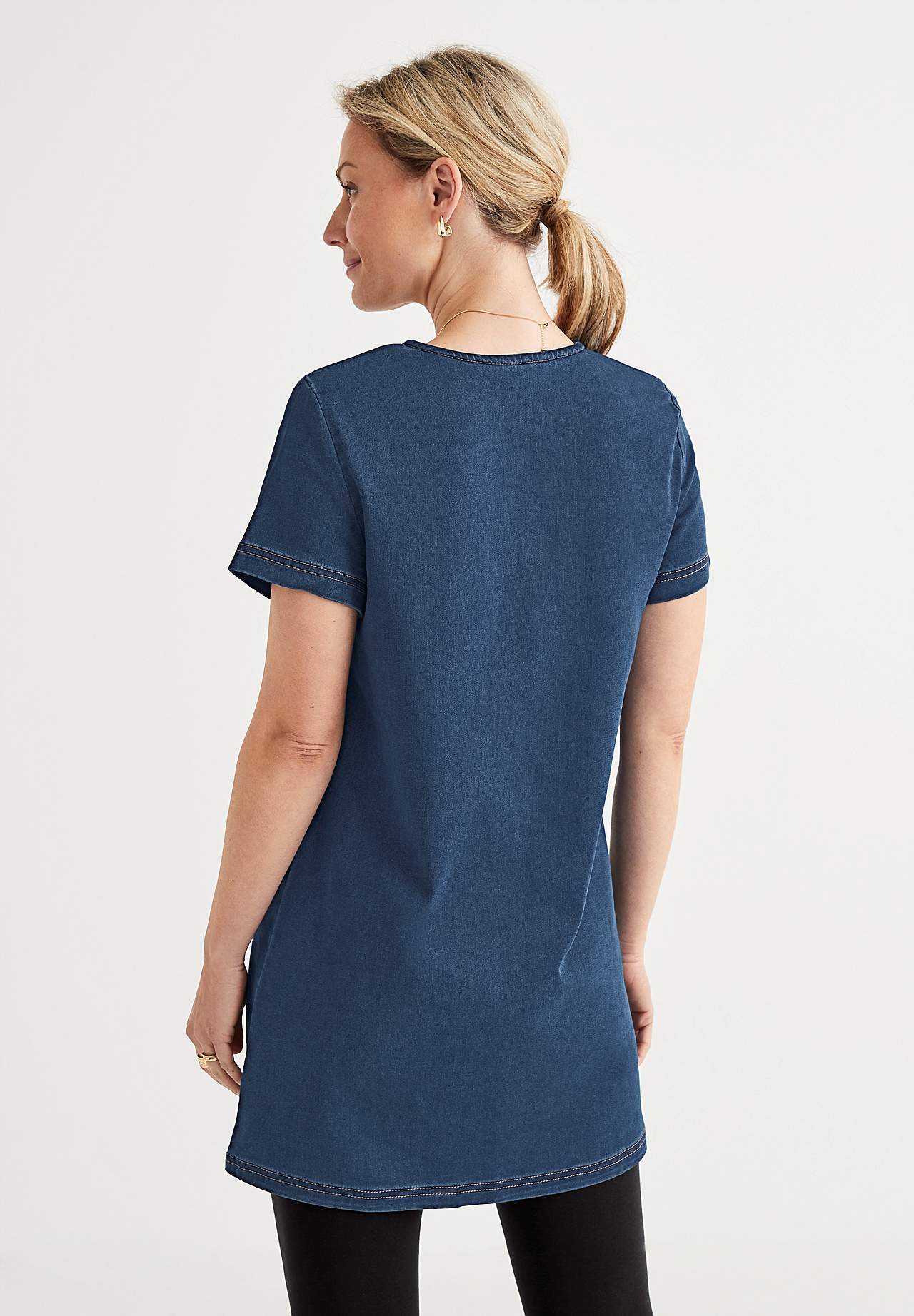 Kortärmad denimtunika