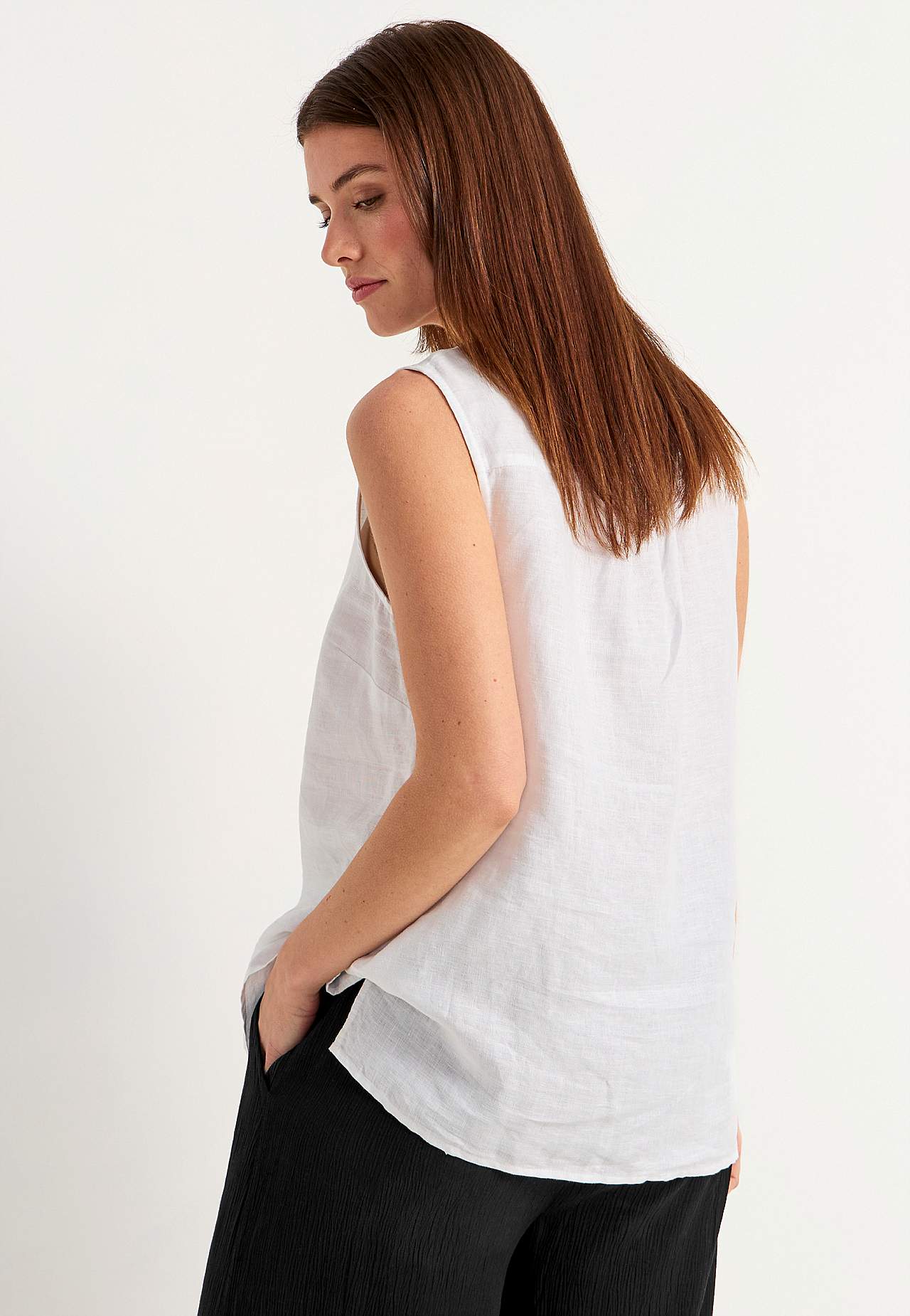 Linneblus Premium med ärmlös design