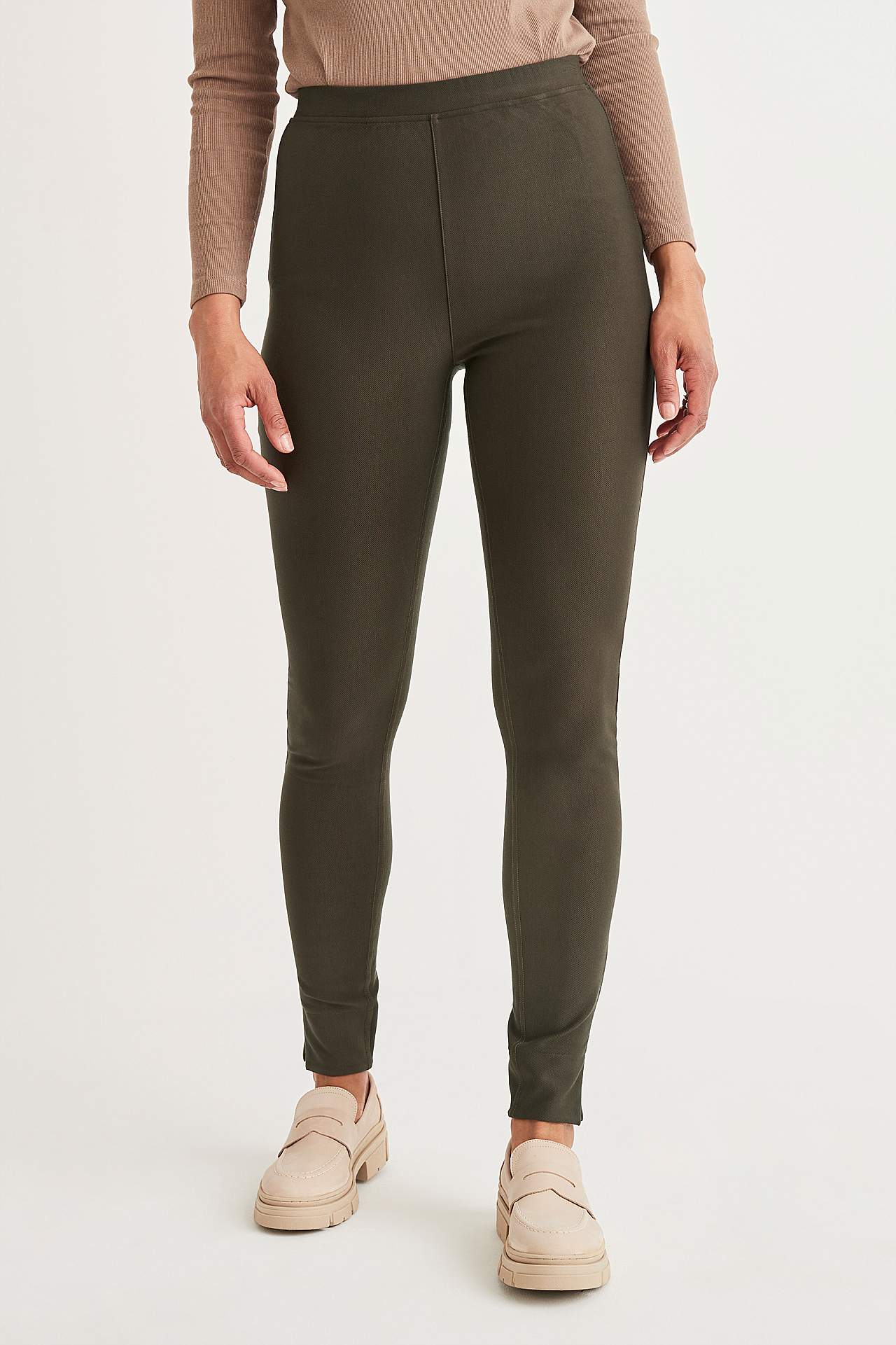Leggings i trikå med stretch-twill