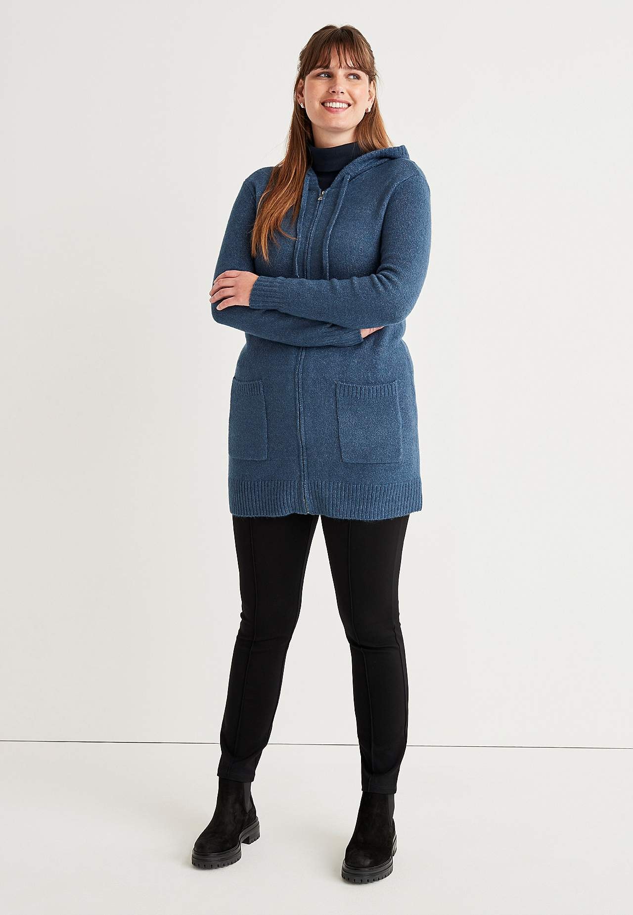 Mjuk cardigan med huva Evelyn