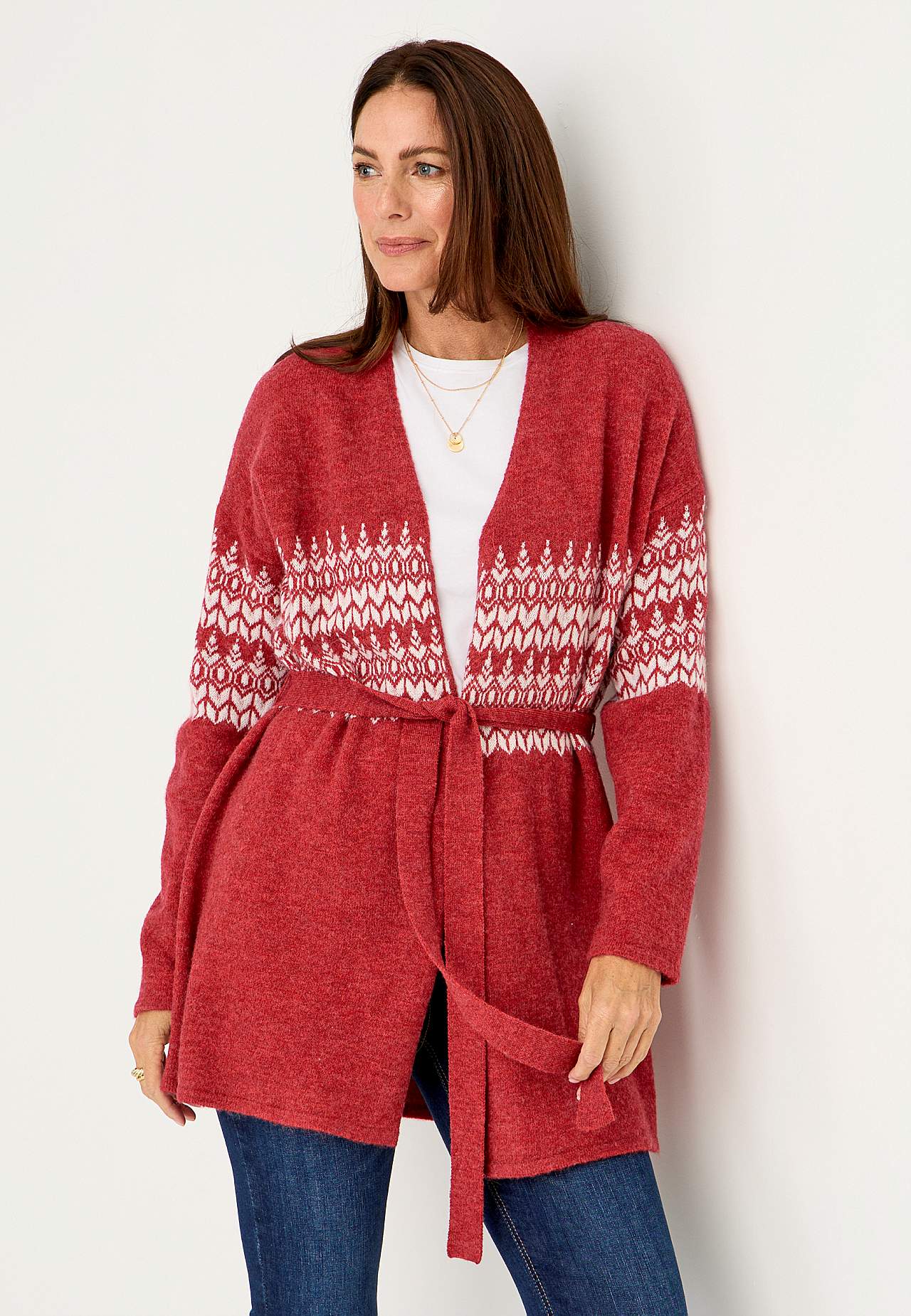 Jacquardstickad cardigan