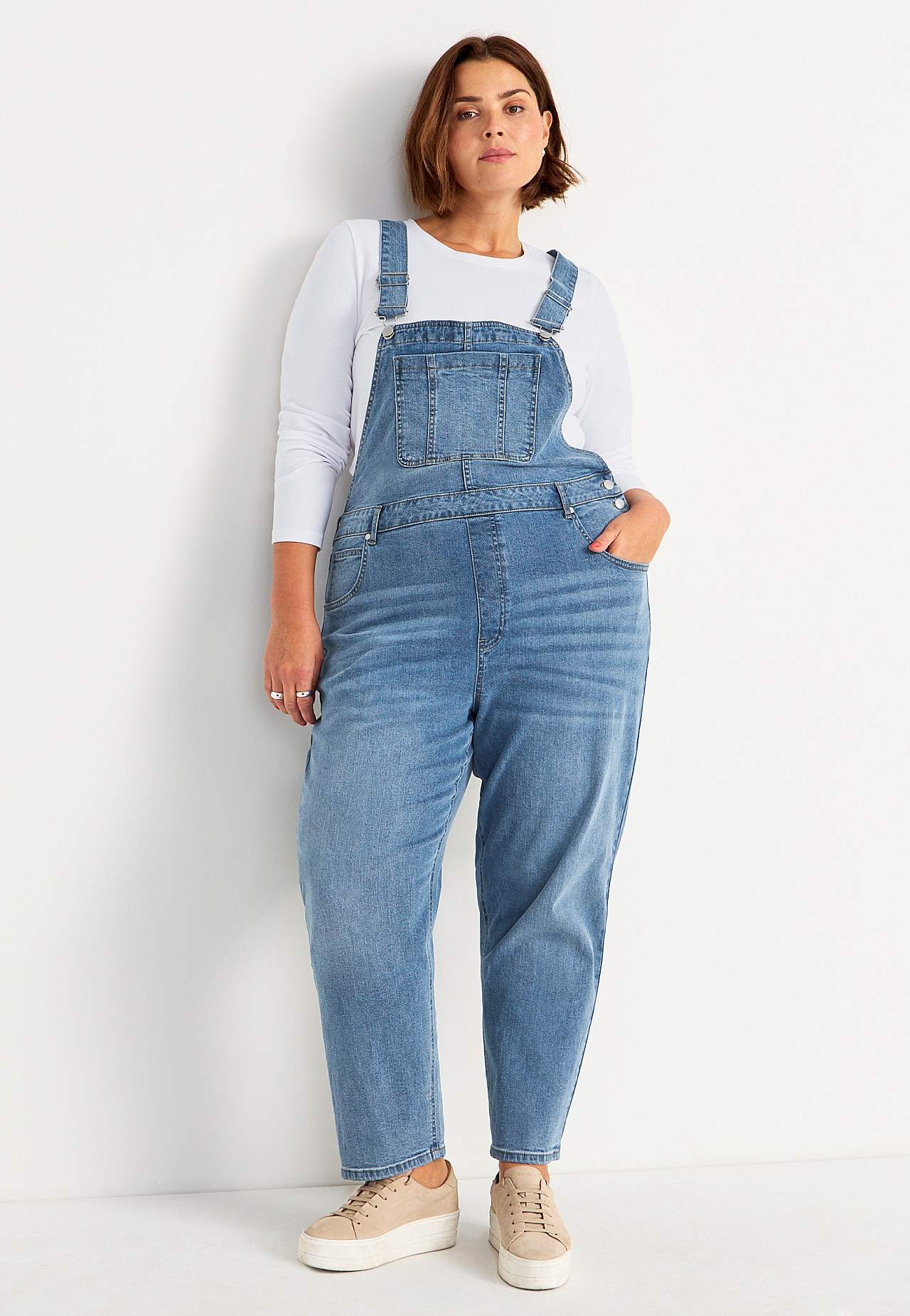 Hängselbyxa i denim Aliana