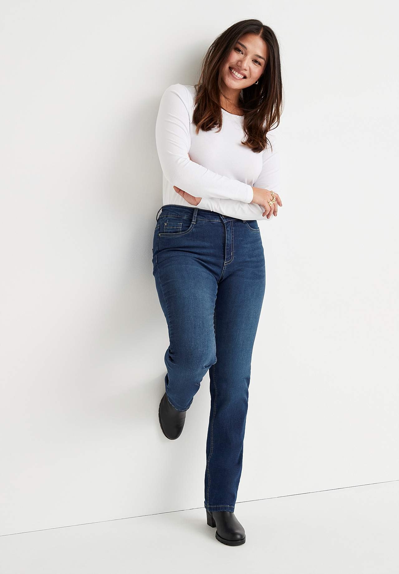 Stretchjeans med rakt ben - tre längder