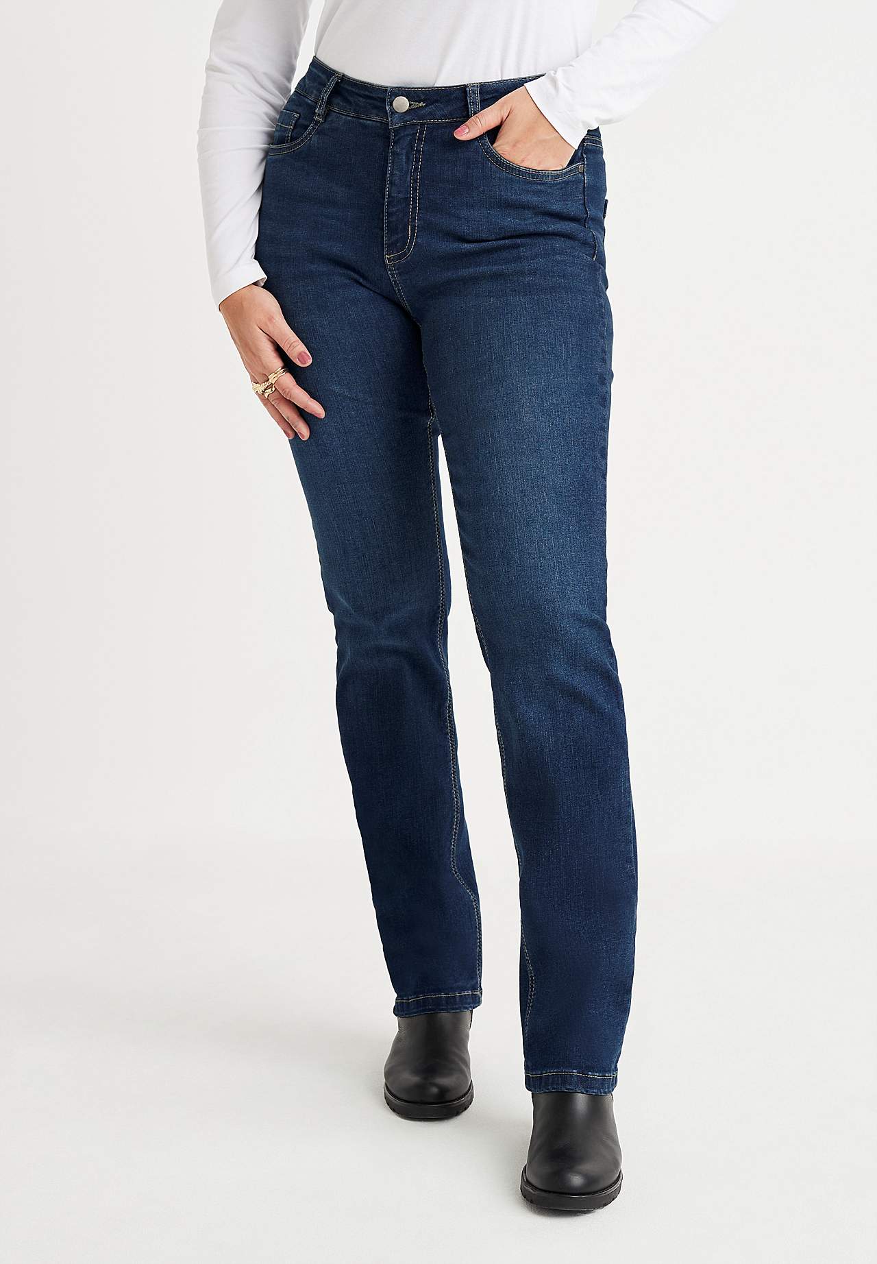 Stretchjeans med rakt ben - tre längder