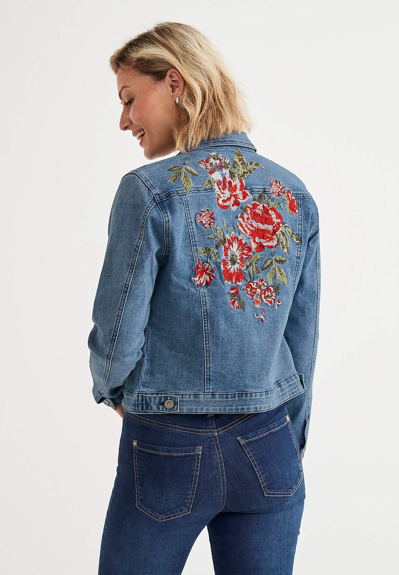 Jeansjacka med broderier Betty