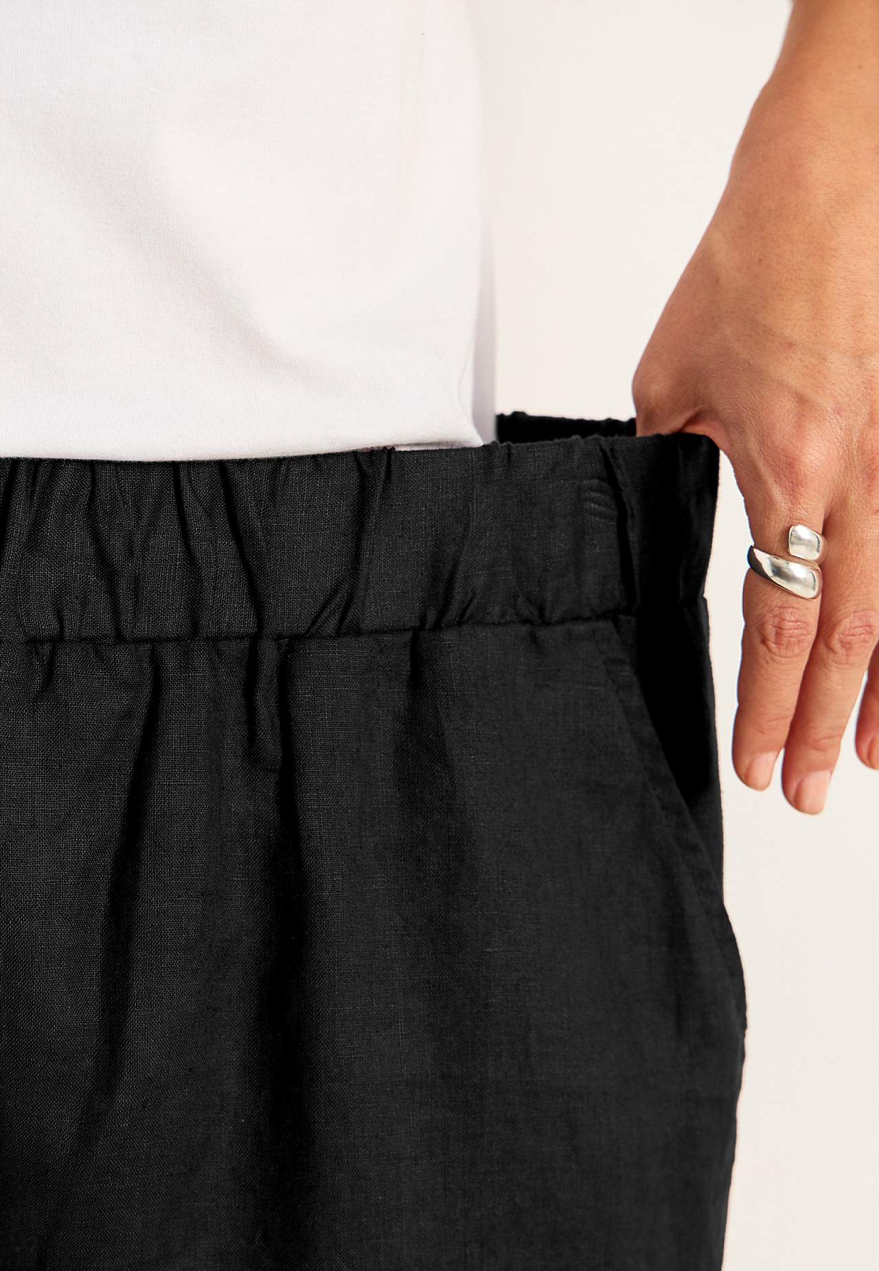 Linneshorts Premium med resår i midjan