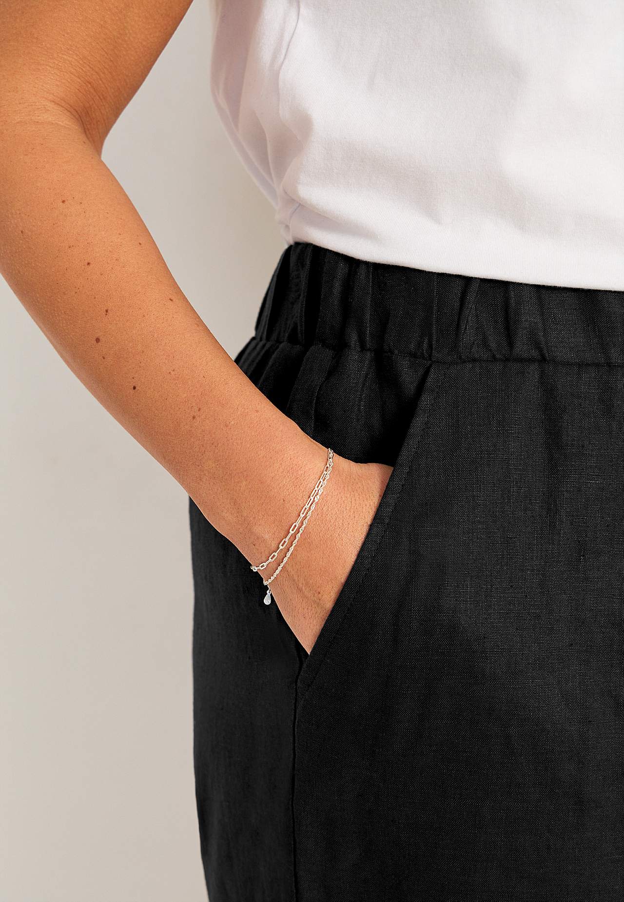 Linneshorts Premium med resår i midjan