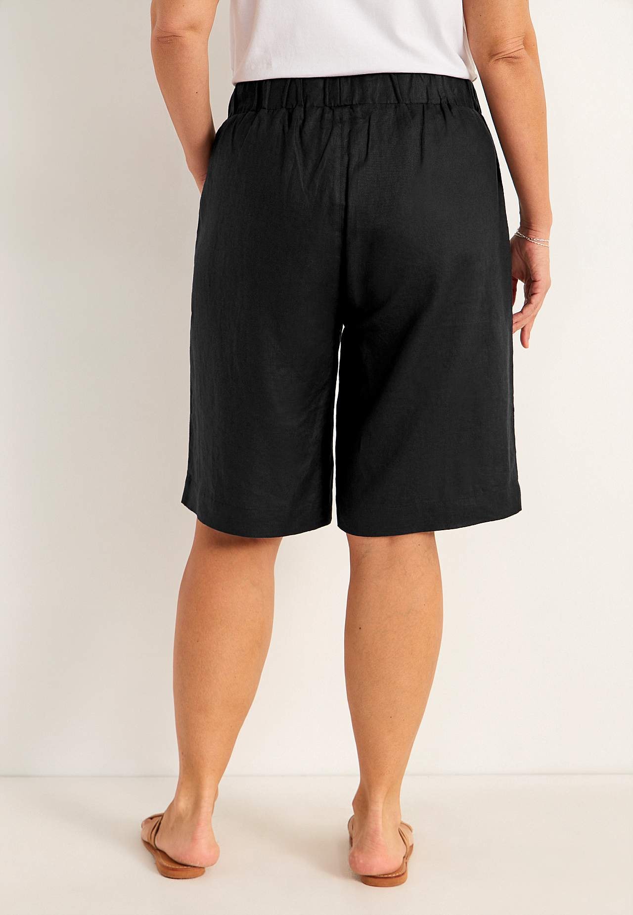 Linneshorts Premium med resår i midjan