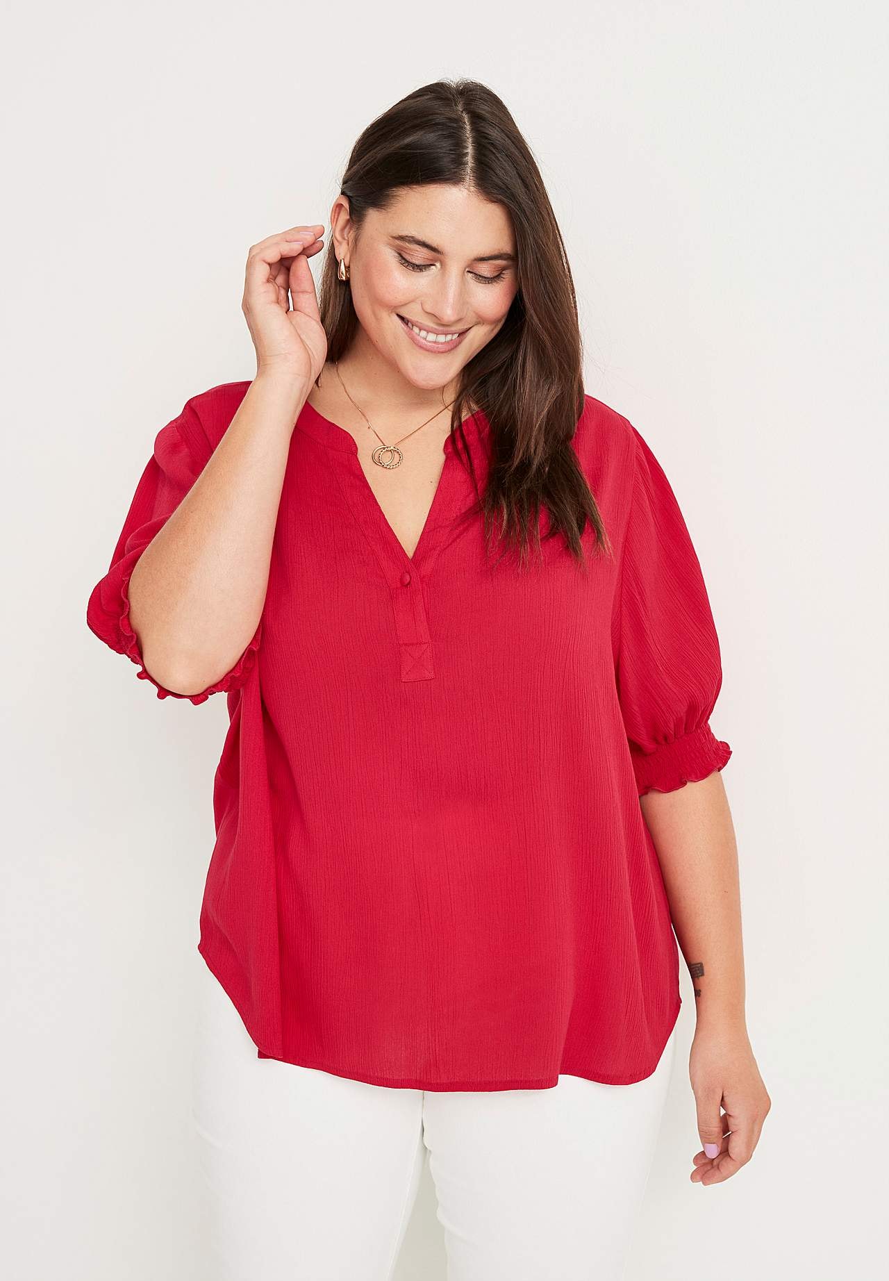 Crepe blus med smock Mia