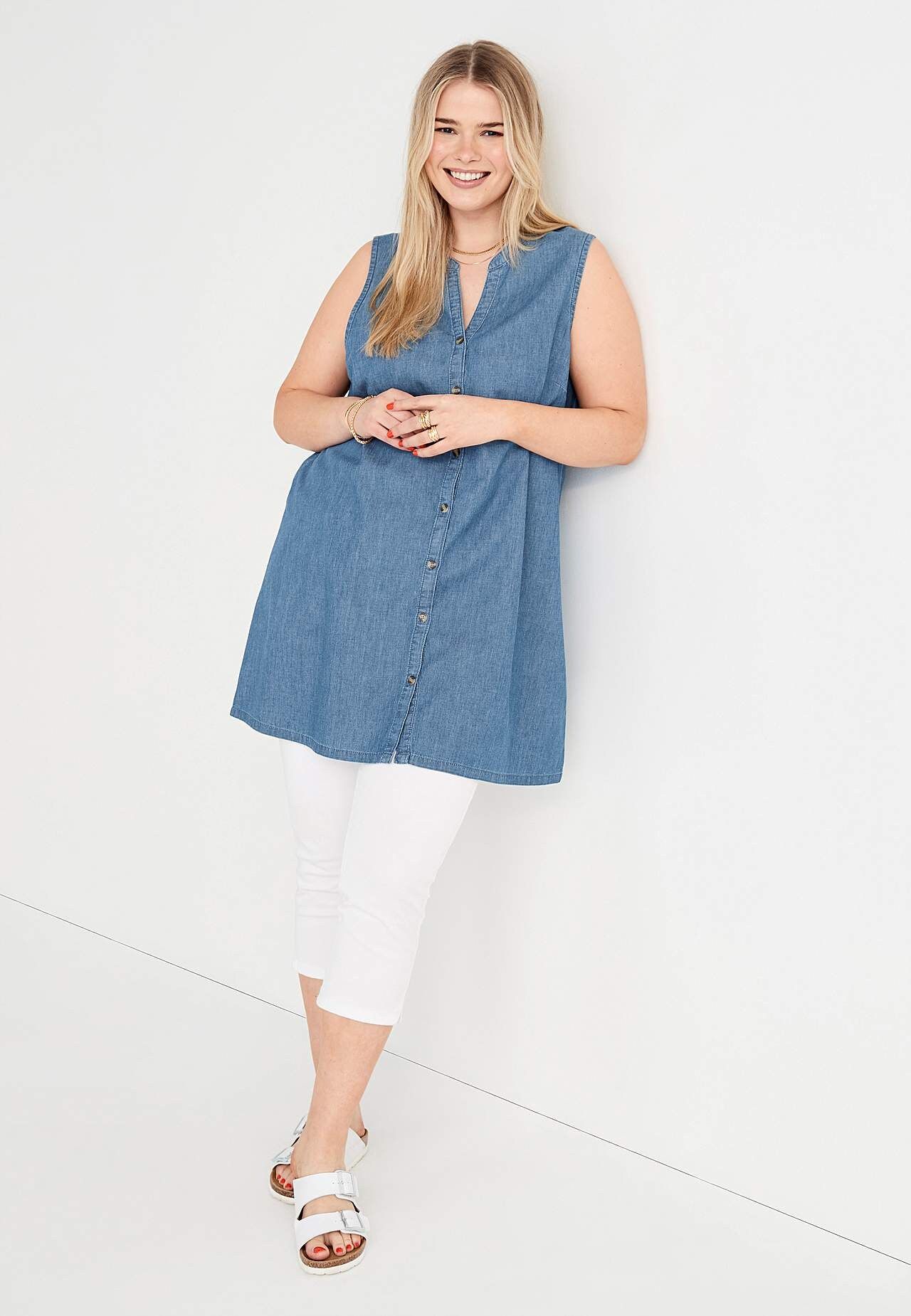 Ärmlös denimtunika Elsy